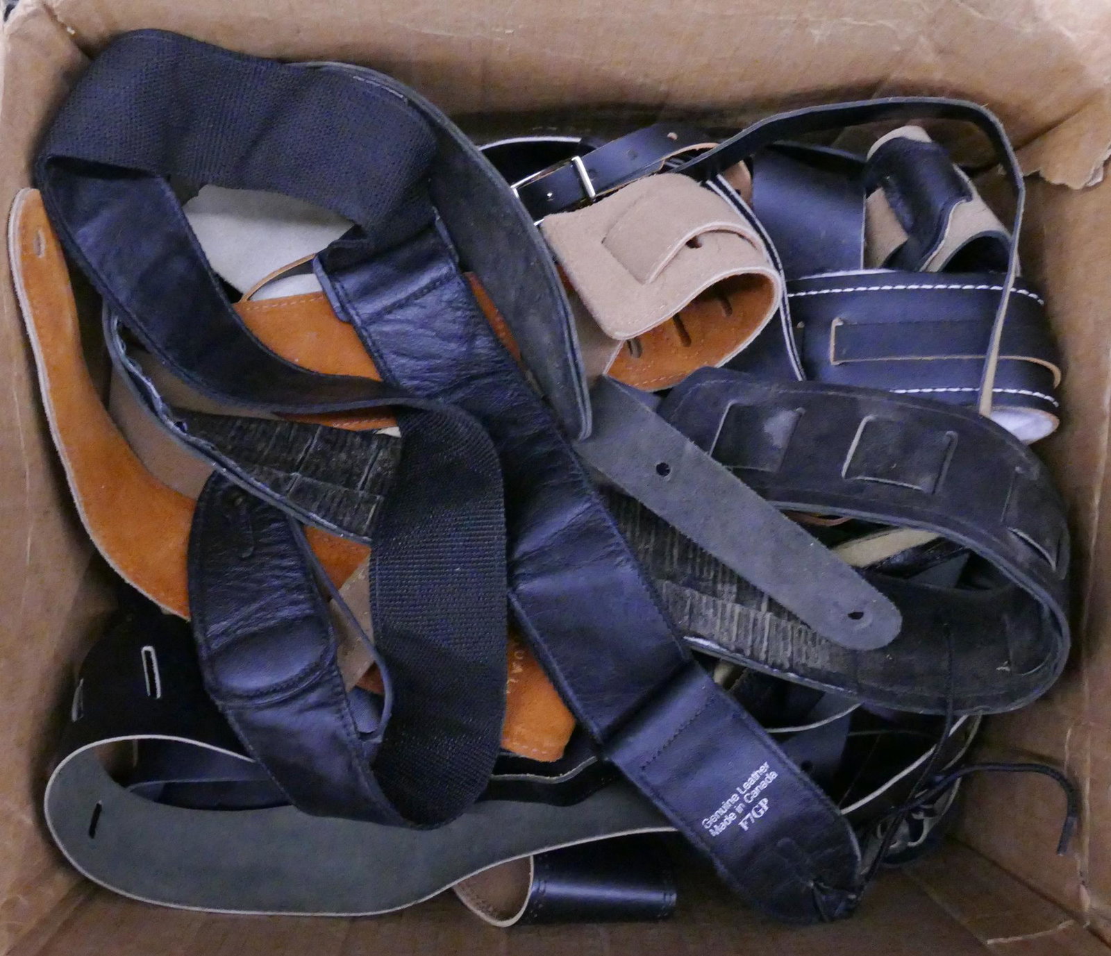 14pc Leather Guitar Straps: 14pc Leather Guitar Straps. Various styles and makers