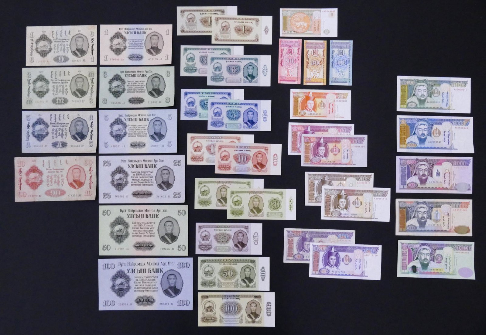 Mongolia. 39pc 1941-2013: Mongolia. 39pc 1941-2013. Includes 4pc Commercial and Industrial Bank 1941 Issues.34pc 1955-2013 UNC.