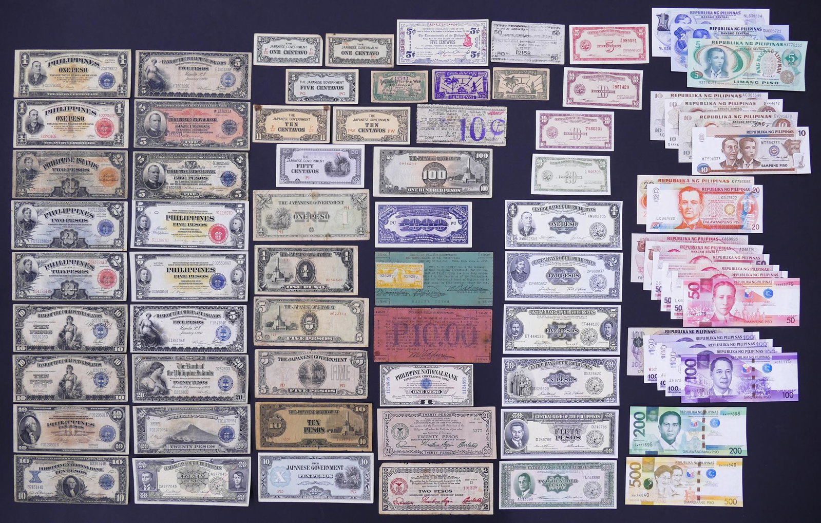 Philippines. 77pc 1916-2016: Philippines. 77pc 1916-2016. Includes 14pc Japanese Government Occupation notes, 11pc WWII Emergency & Guerilla Currency with Provincial Board of Cagayan 10 and 20 Pesos 1.1.1942 Pick S169 & S170.