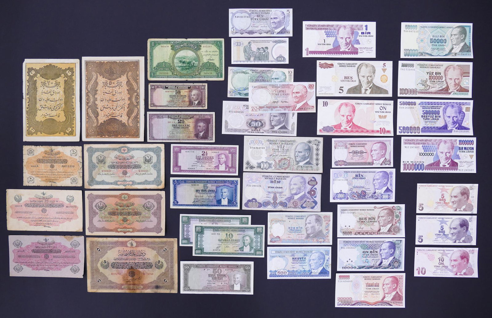 Turkey. 40pc 1861-2009: Turkey. 40pc 1861-2009. Includes UNC Ottoman Empire 50 Kurush ND (1861) Pick 37 and 20 Kurush ND (1861) Pick 34, State Notes of the Ministry of Finance 5 Livres (1915) Pick 74,