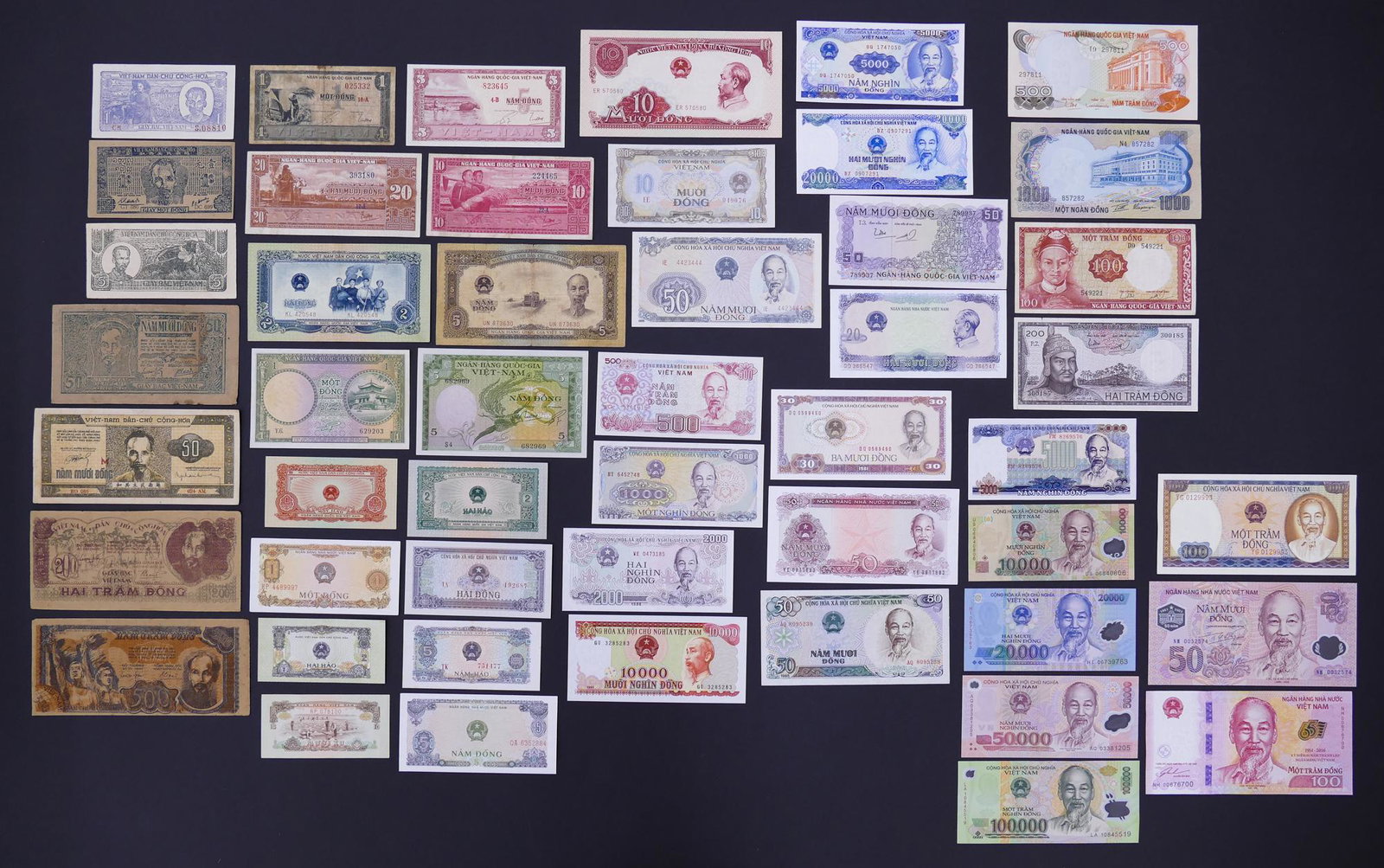 Vietnam. 49pc 1947-2016: Vietnam. 49pc 1947-2016. Includes Giay Bac Viet Nam 500 Dong ND (1947); 1949 Pick 31b