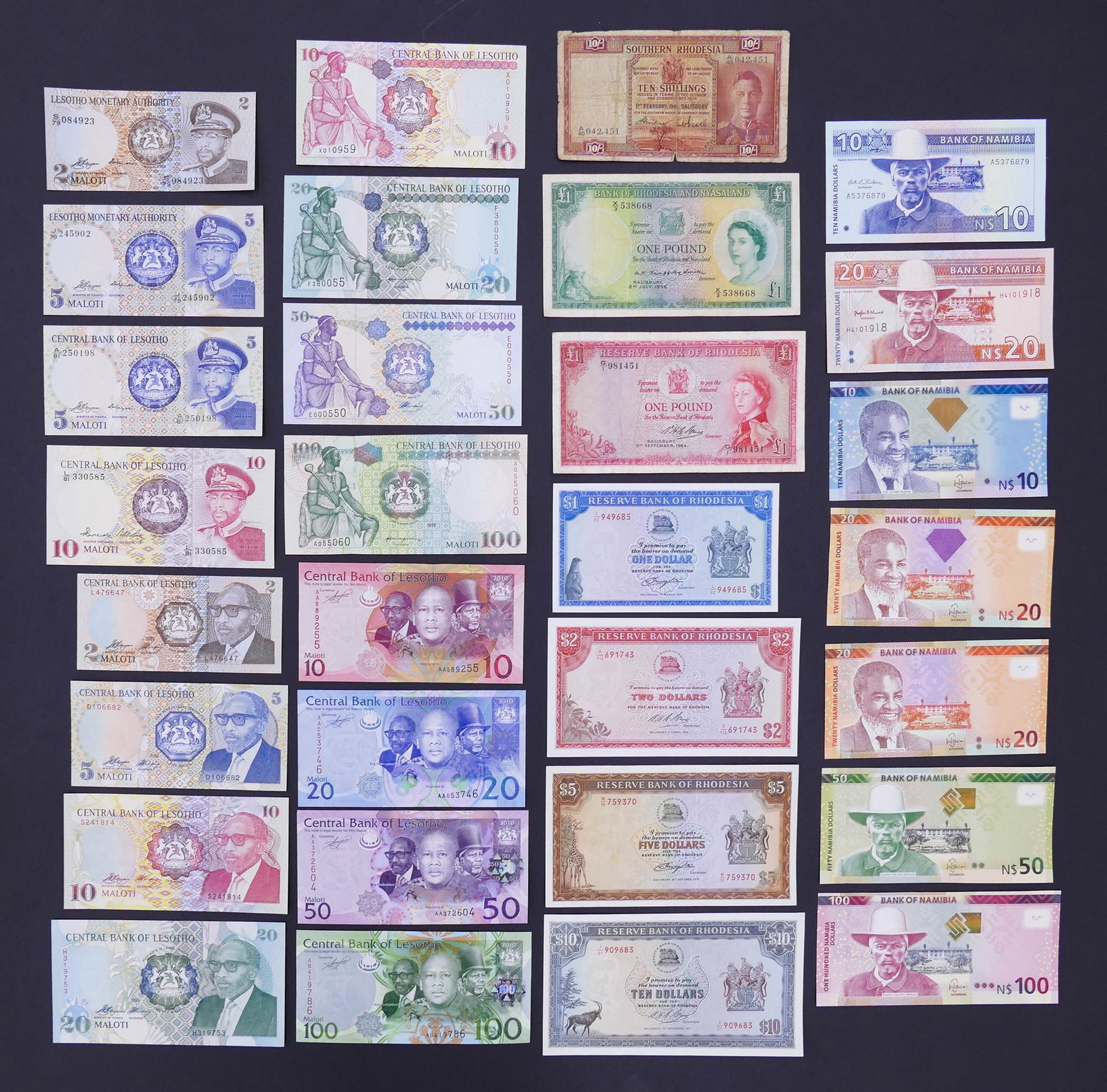 Southern Africa. 30pc 1945-2015: Southern Africa. 30pc 1945-2015. Includes 16pc Lesotho (1981-2010), 7pc Rhodesia (1945-78), and 7pc Namibia (1993-2015).