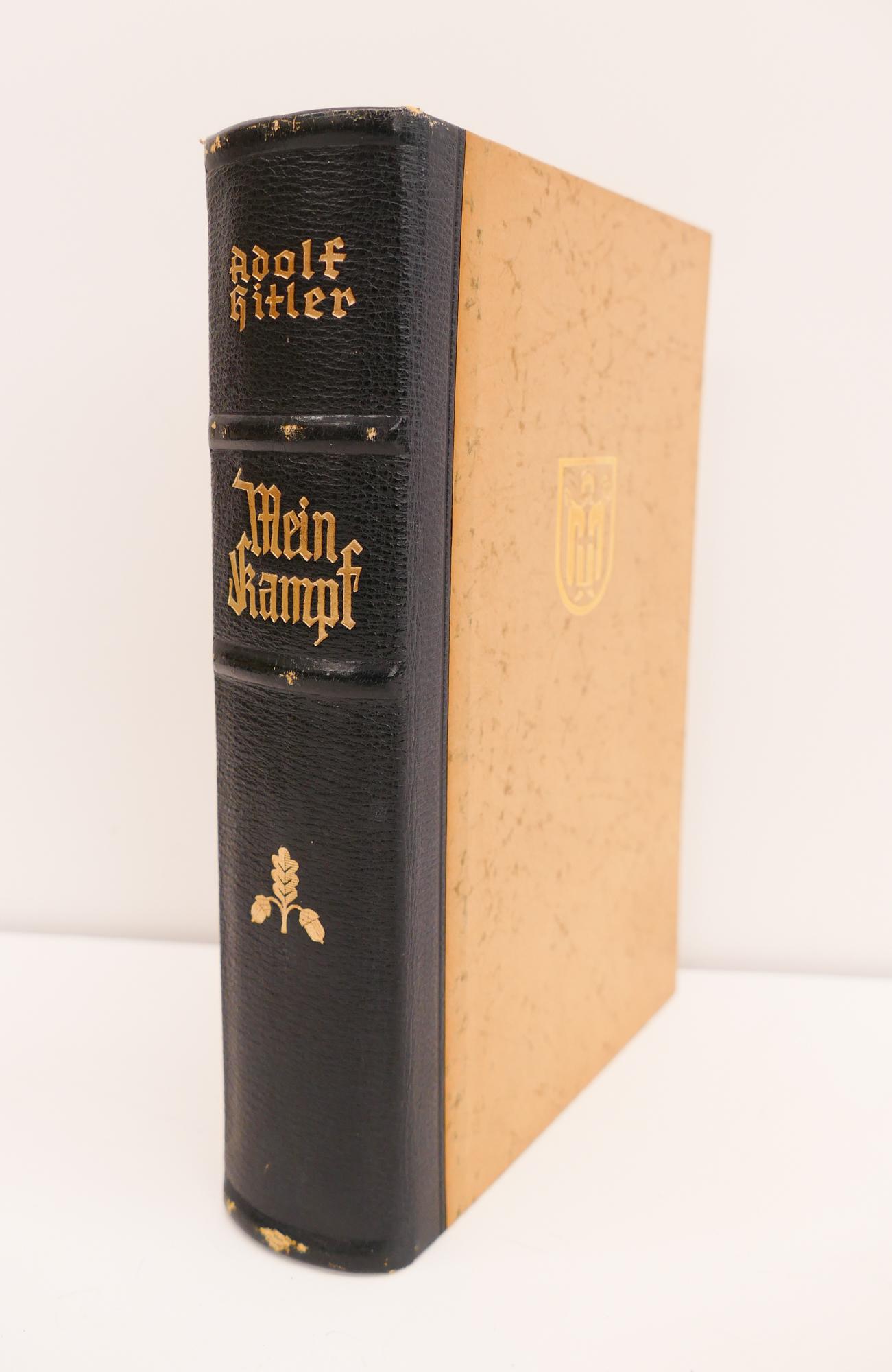 Adolf Hitler, Mein Kampf, Newlywed Edition 1936: Adolf Hitler, Mein Kampf. Edition for Newlyweds, 1936. Gift inscription dated 26 August 1936. Excellent condition with some slight wear to leather spine on ribs.