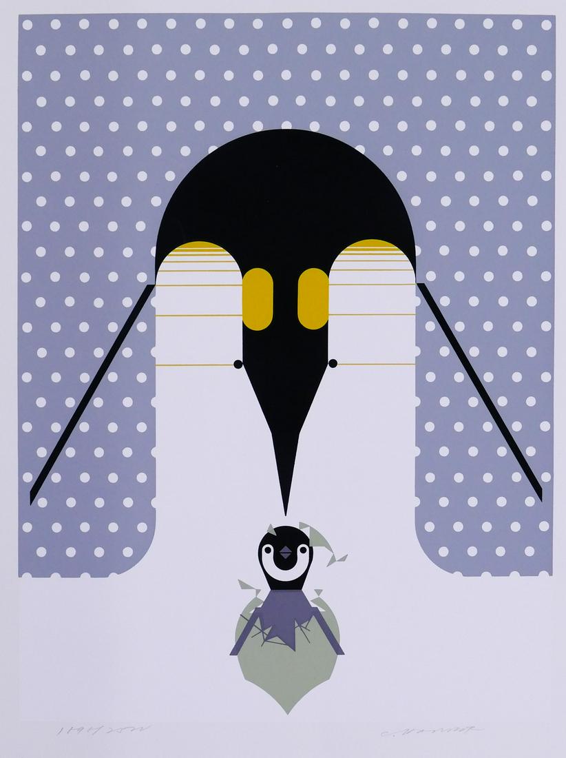 Charley Harper 'Br-r-r-r-rthday' S/N Serigraph: Charley Harper 'Br-r-r-r-rthday' Signed and Numbered Limited Edition Serigraph (No. 46). Published by The Frame House Gallery, 1976. Edition 1898/2500. Serigraph measures 21x16'', loose with original