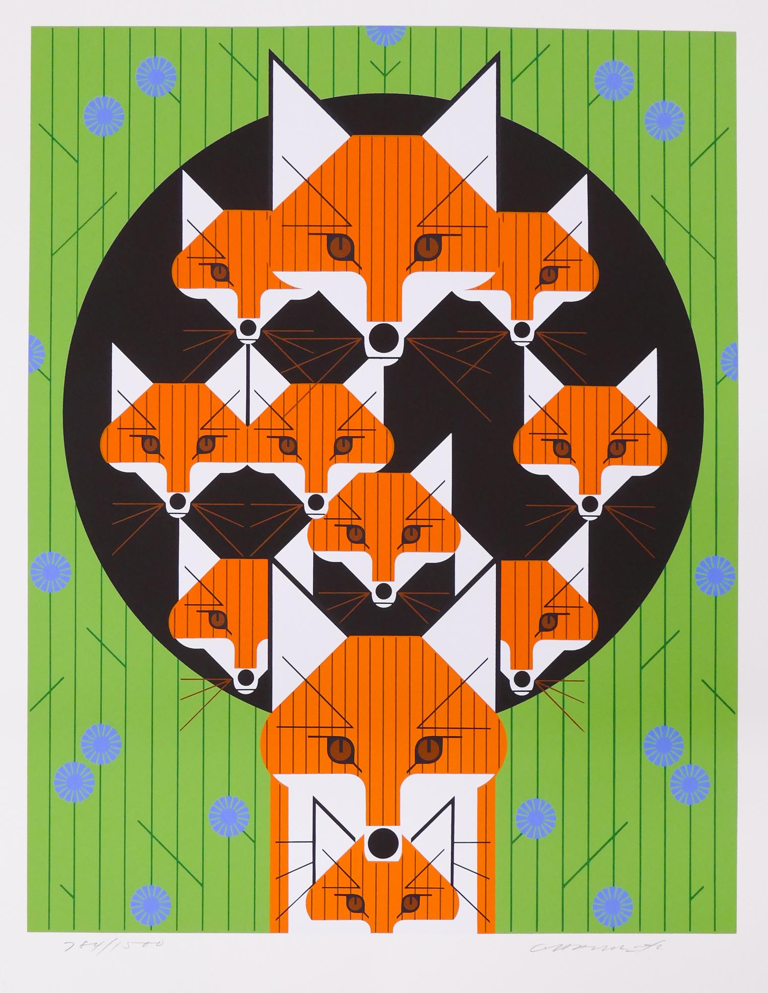 Charley Harper 'Foxsimiles' S/N Serigraph: Charley Harper 'Foxsimiles' Signed and Numbered Limited Edition Serigraph. Published by The Frame House Gallery, 1981. Edition 784/1500. Serigraph measures 22x18'', loose with the original portfolio e