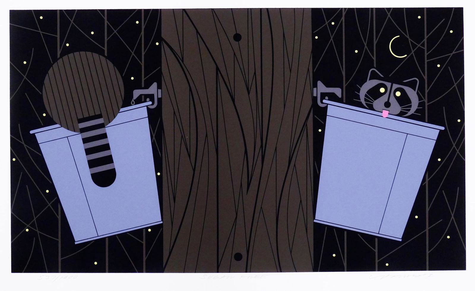 Charley Harper 'Sugar Free' S/N Serigraph: Charley Harper 'Sugar Free' Signed and Numbered Limited Edition Serigraph. Published by The Frame House Gallery, 1987. Edition 537/1000. Serigraph measures 15x23'', loose with the original portfolio e