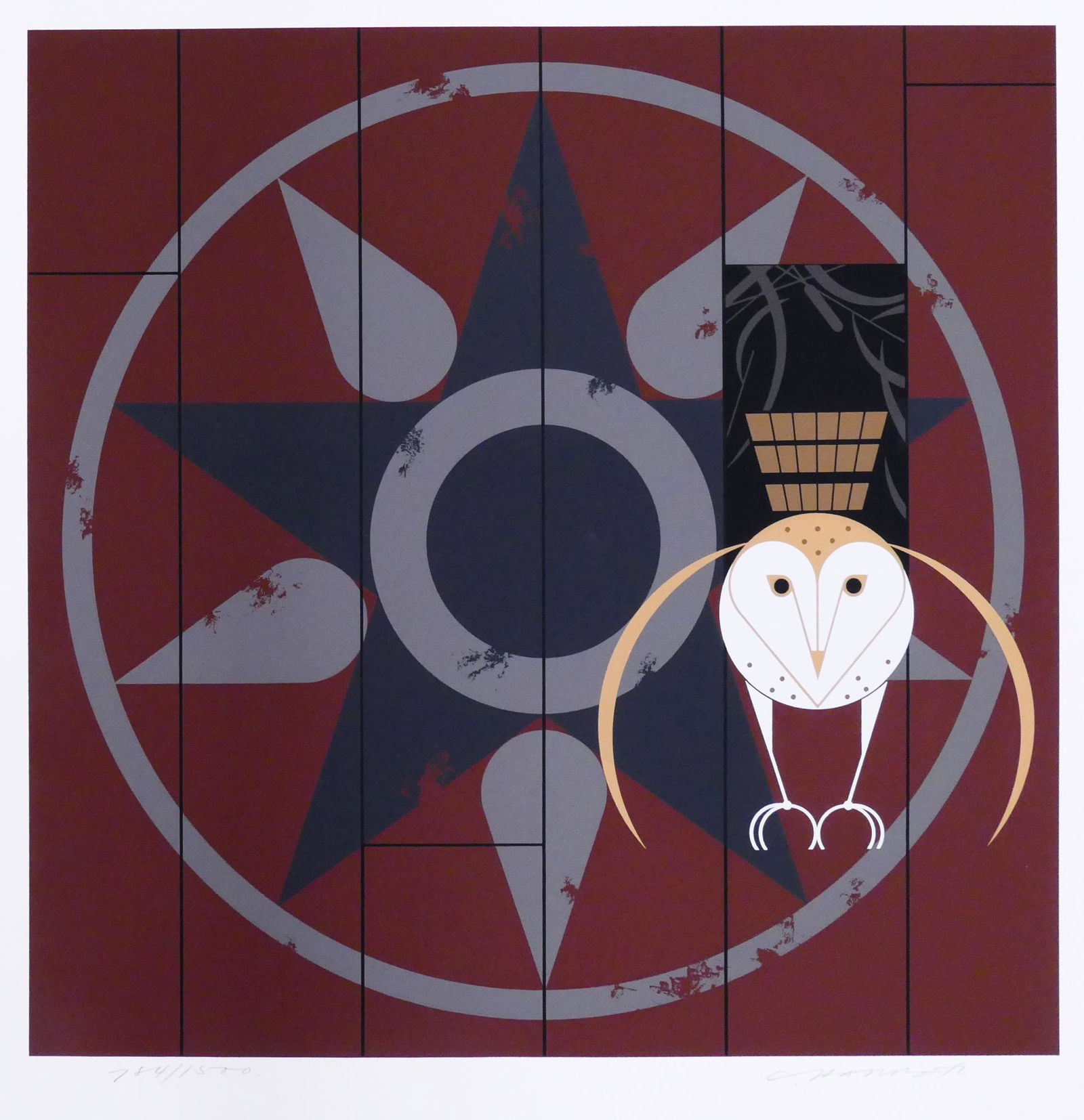 Charley Harper 'Hexit' S/N Serigraph: Charley Harper 'Hexit' Signed and Numbered Limited Edition Serigraph. Published by The Frame House Gallery, 1980. Edition 784/1500. Serigraph measures 20x20'', loose with the original portfolio envelo