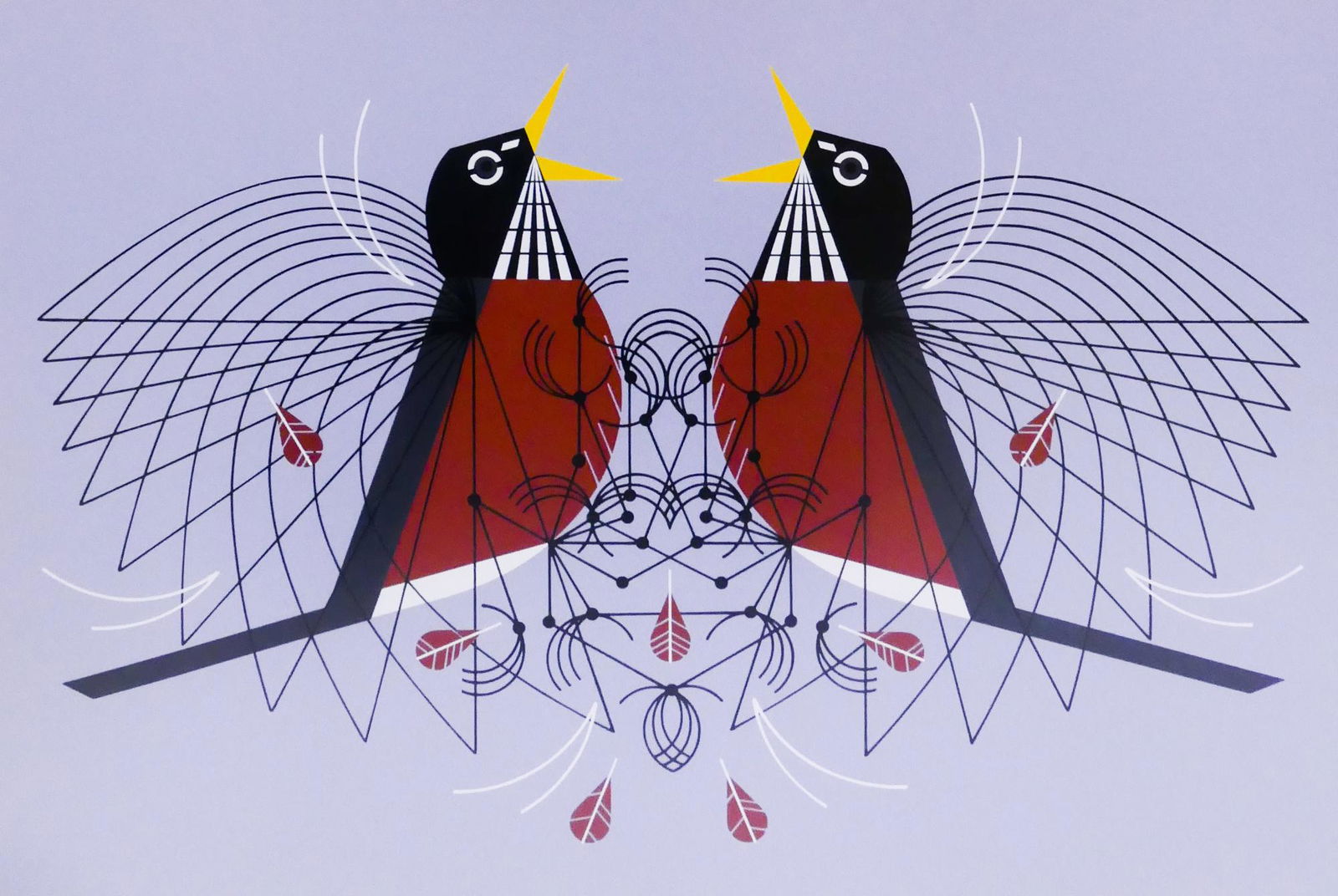 Charley Harper 'Round Robin' S/N Serigraph Framed: Charley Harper 'Round Robin' Signed and Numbered Limited Edition Serigraph (Series No.25). Edition 855/1500. Published by The Frame House Gallery, 1973. Framed measurements of 18x23'' with visible ima