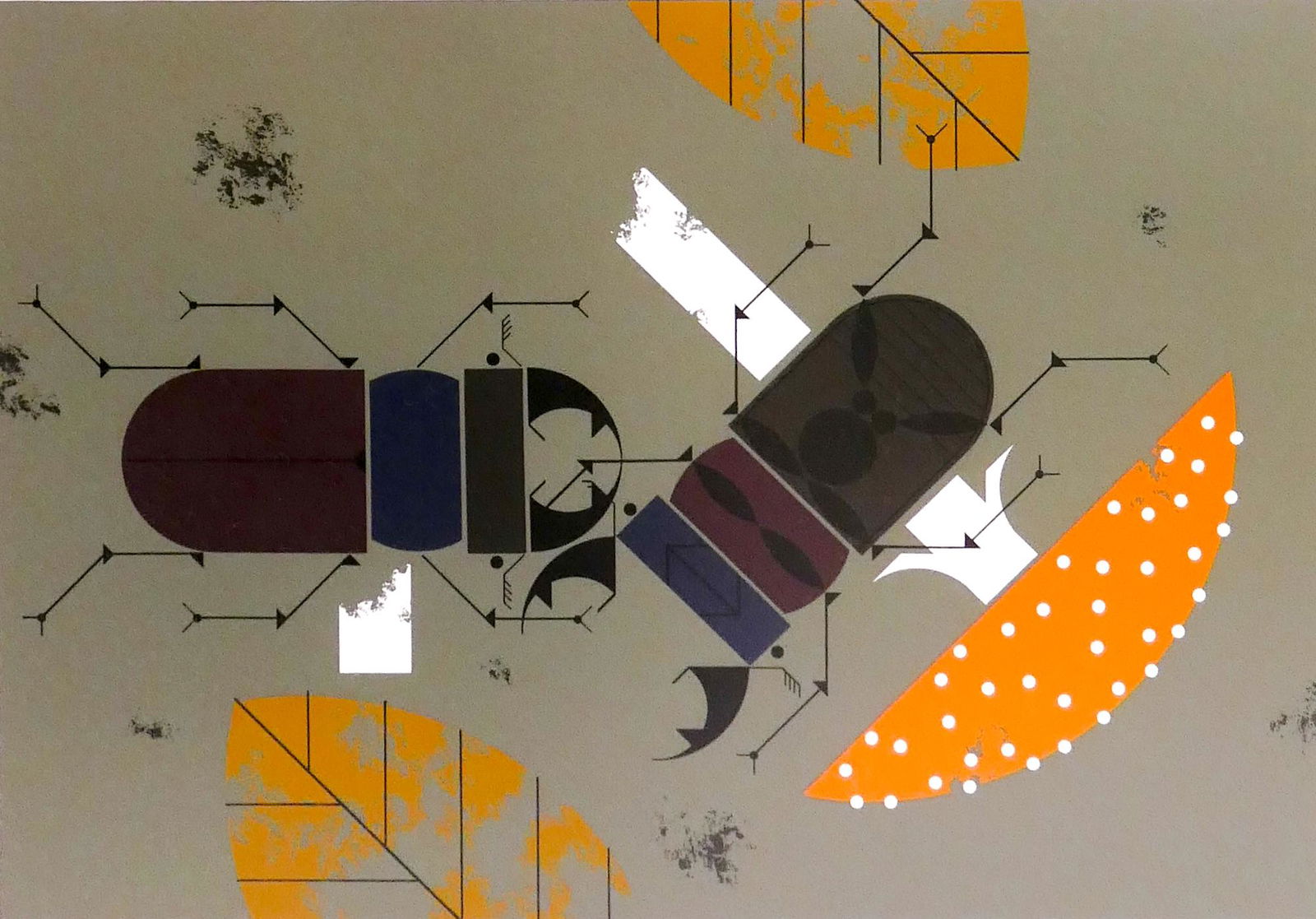 Charley Harper 'Beetle Battle' S/N Serigraph: Charley Harper 'Beetle Battle' Signed and Numbered Limited Edition Serigraph (Series No. 15). Edition 569/750. Published by The Frame House Gallery, 1971. Framed measurements of 20.5x25.5'' with image