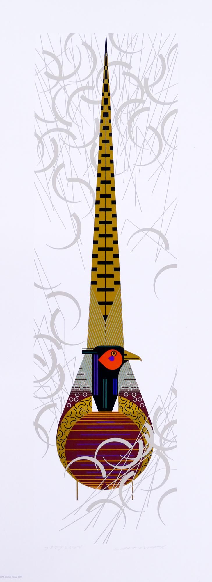 Charles Harper 'Phancy Pheathers' S/N Serigraph: Charles Harper 'Phancy Pheathers' Signed and Numbered Limited Edition Serigraph. Published by The Frame House Gallery, 1977. Edition 785/2500. Serigraph measures 30x11'', loose with the original maili