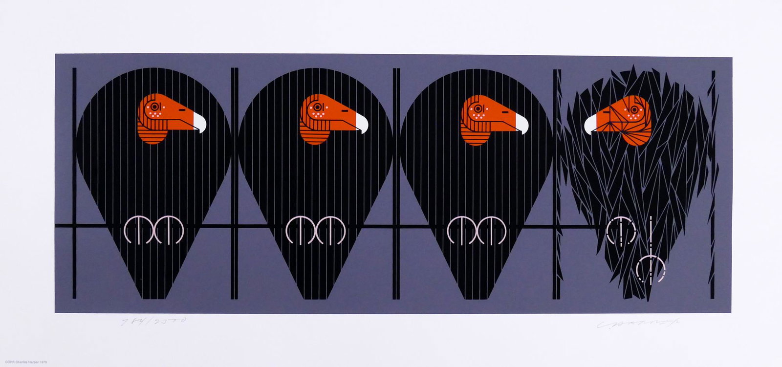 Charles Harper 'Buzz Off You Turkey' S/N Serigraph: Charles Harper 'Buzz Off You Turkey' Signed and Numbered Limited Edition Serigraph. Published by The Frame House Gallery, 1979. Edition 784/2500. Serigraph measures 12.75x27'', loose with the original