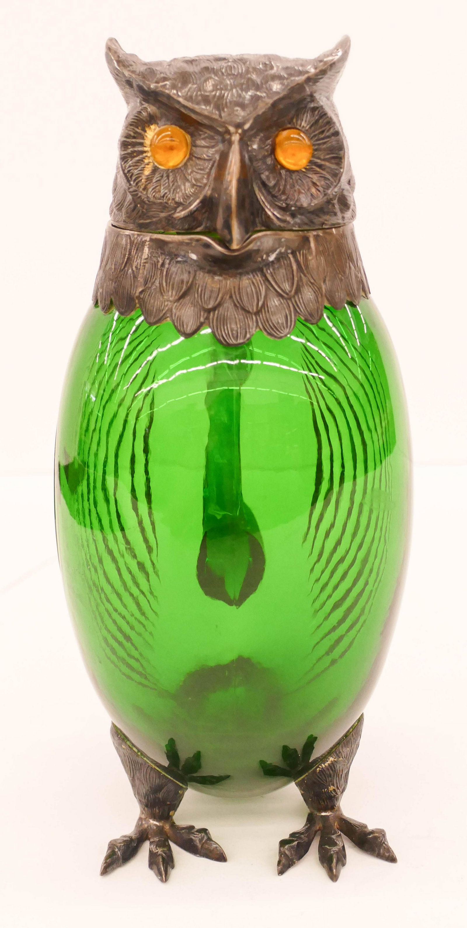 Spanish Sterling Cut Glass Owl Pitcher (1 of 4)