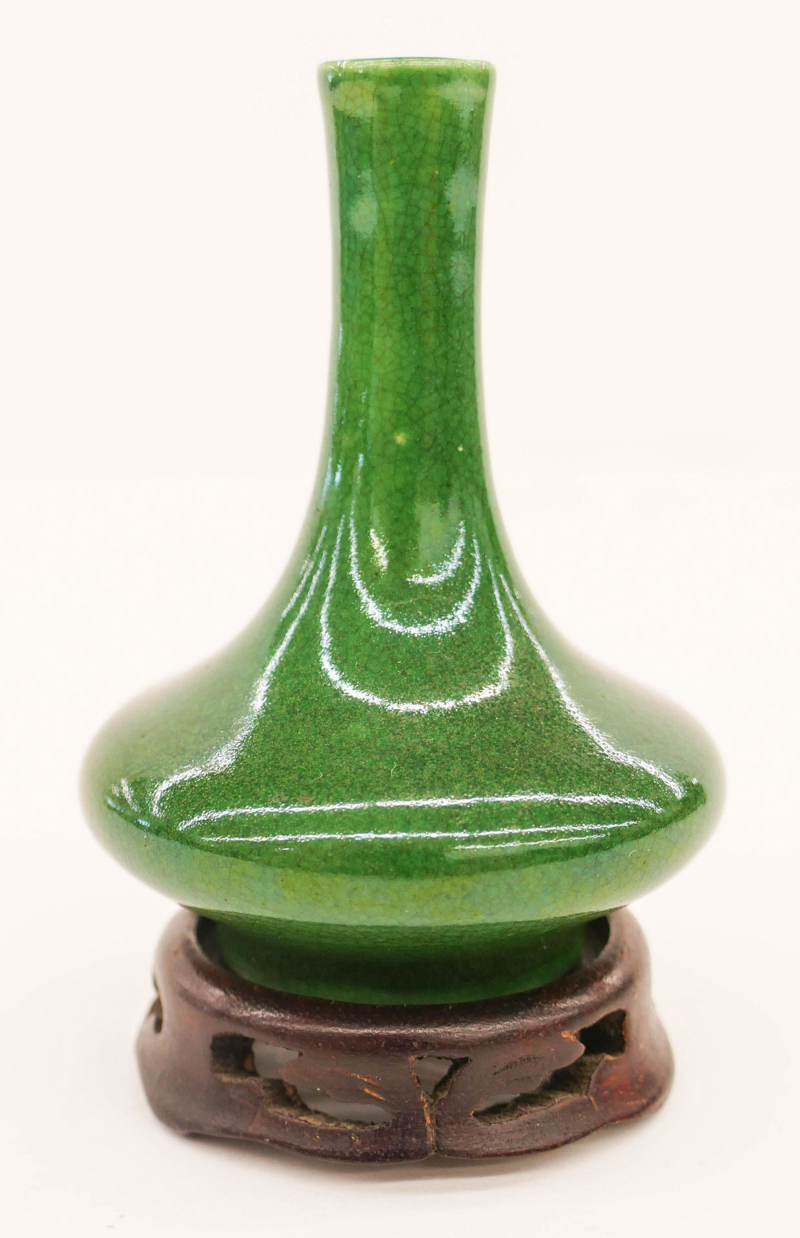 Chinese Qing Green Crackle Miniature Vase (1 of 2)