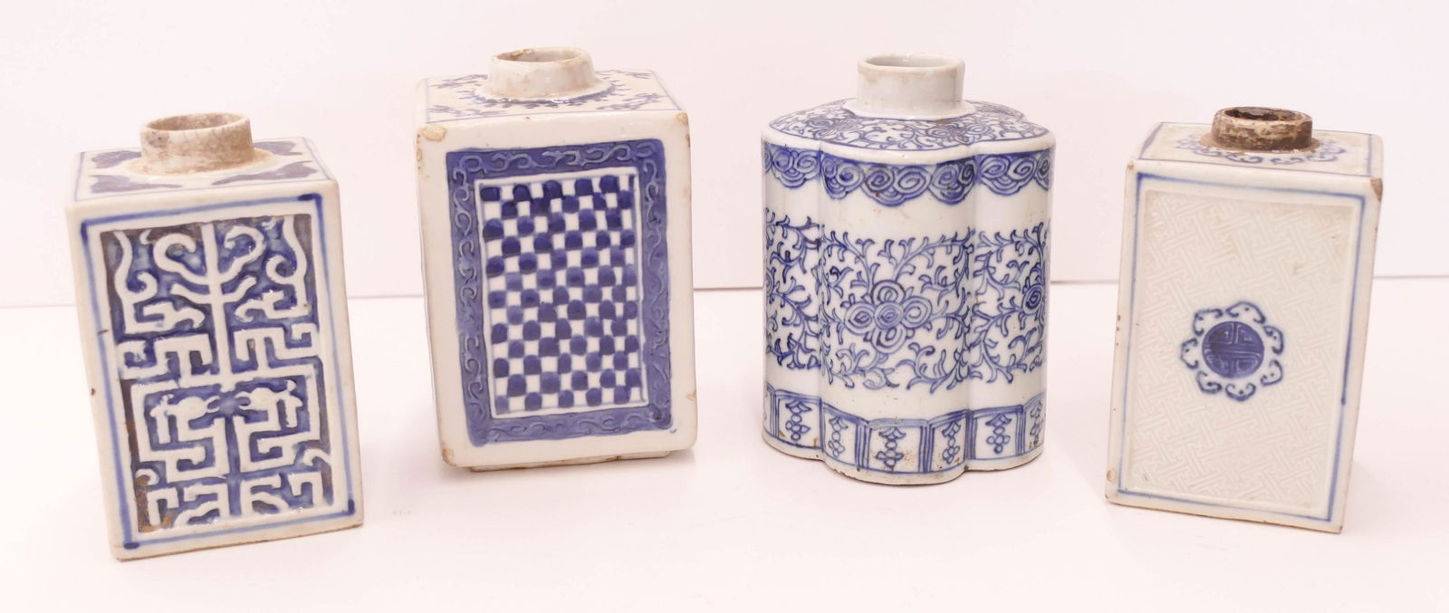 4pc Chinese Qing Blue and White Tea Jars (1 of 3)