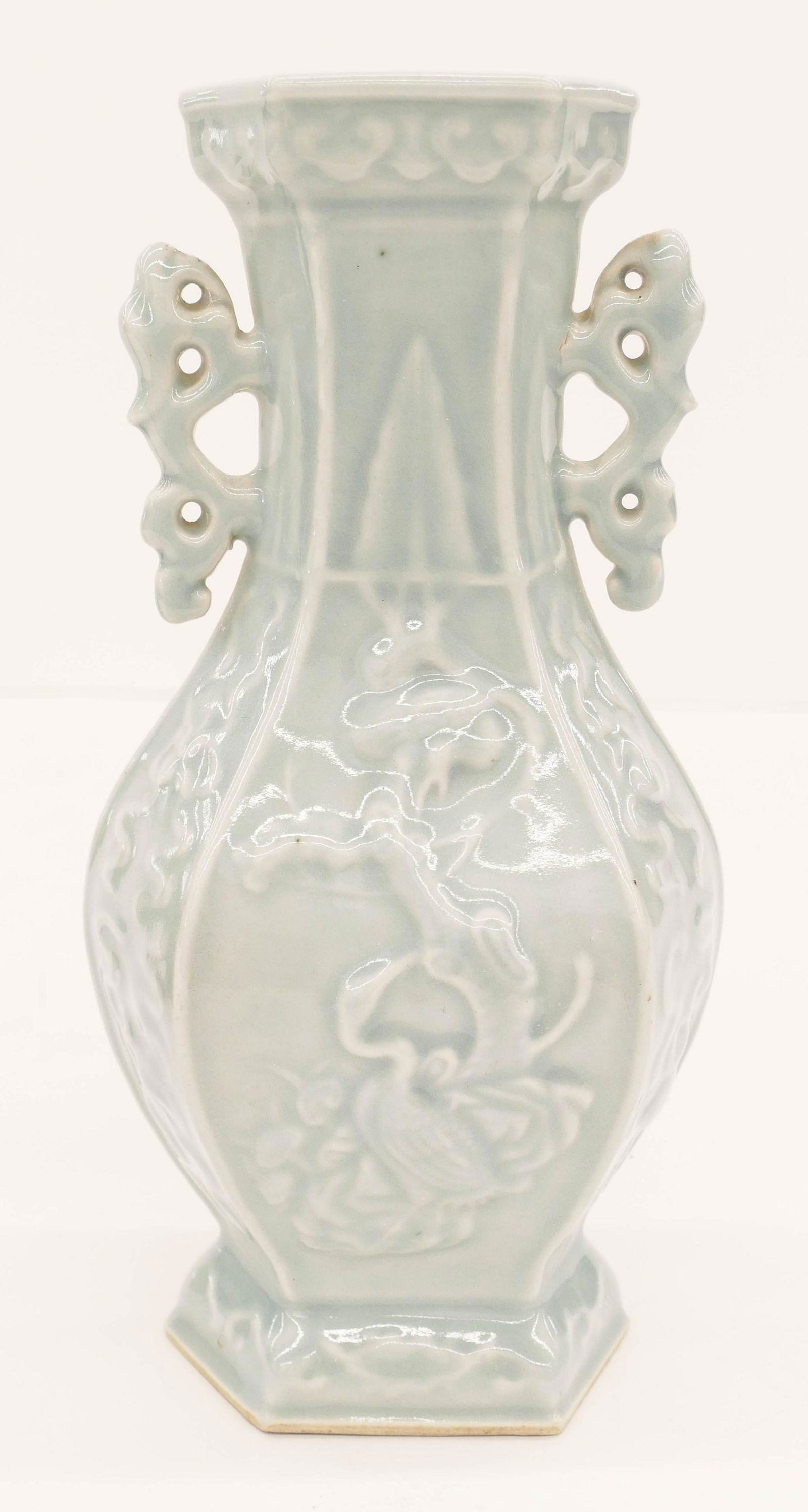 Chinese Qing Clair de Lune Molded Handled Vase (1 of 2)