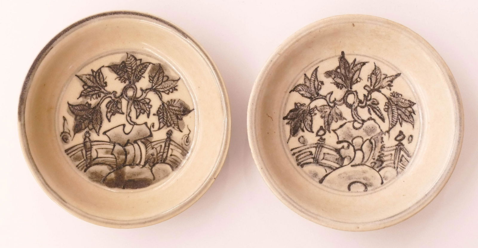 Pair Chinese Ming Small Vine Dishes (1 of 2)