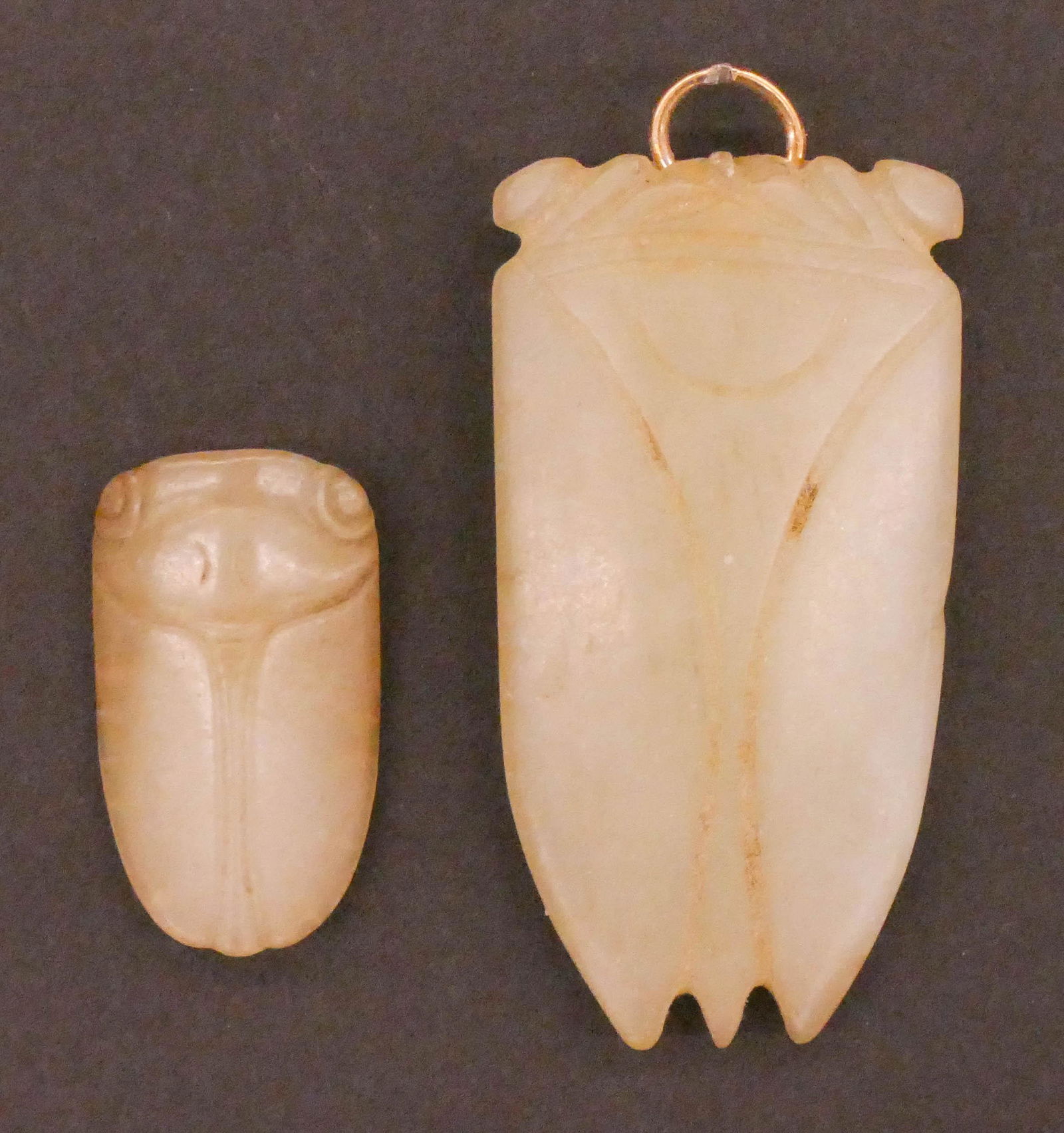 2pc Chinese Qing Jade Cicada Pendants (1 of 2)