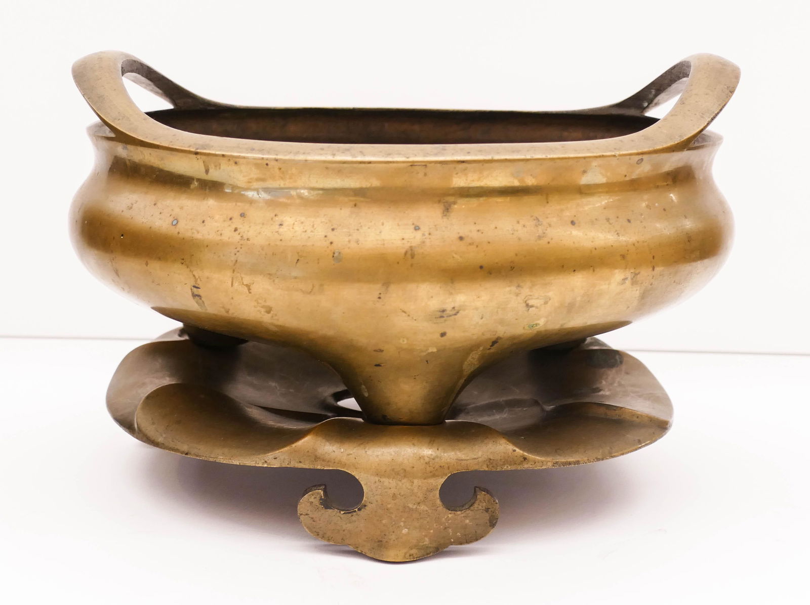 Chinese Qing Large Brass Censer on Stand (1 of 4)