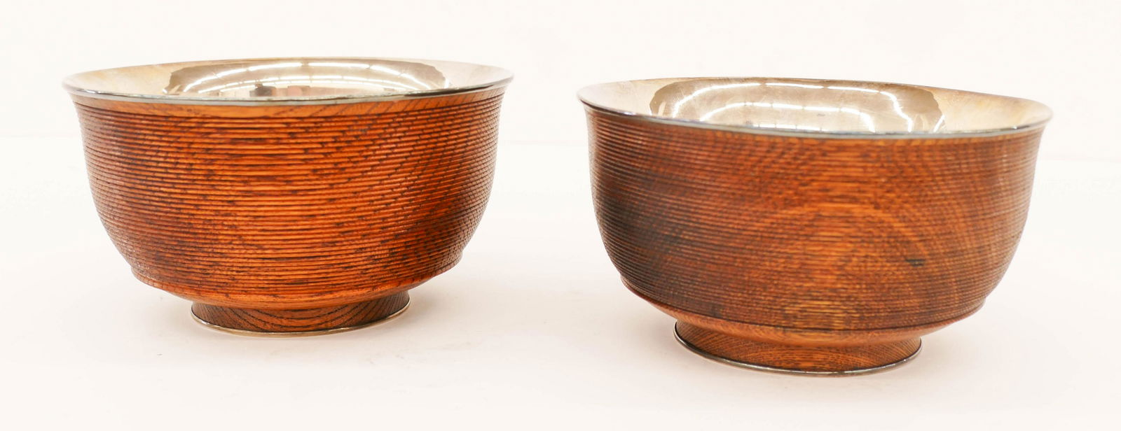 Pair Nakagawa Joeki Japanese Silver Lined Bowls (1 of 2)
