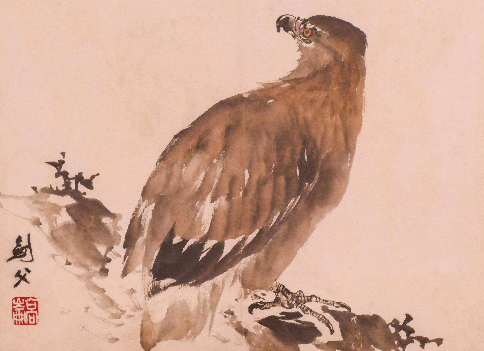 Jianfu Gao Attr. ''Eagle'' Watercolor (1 of 4)
