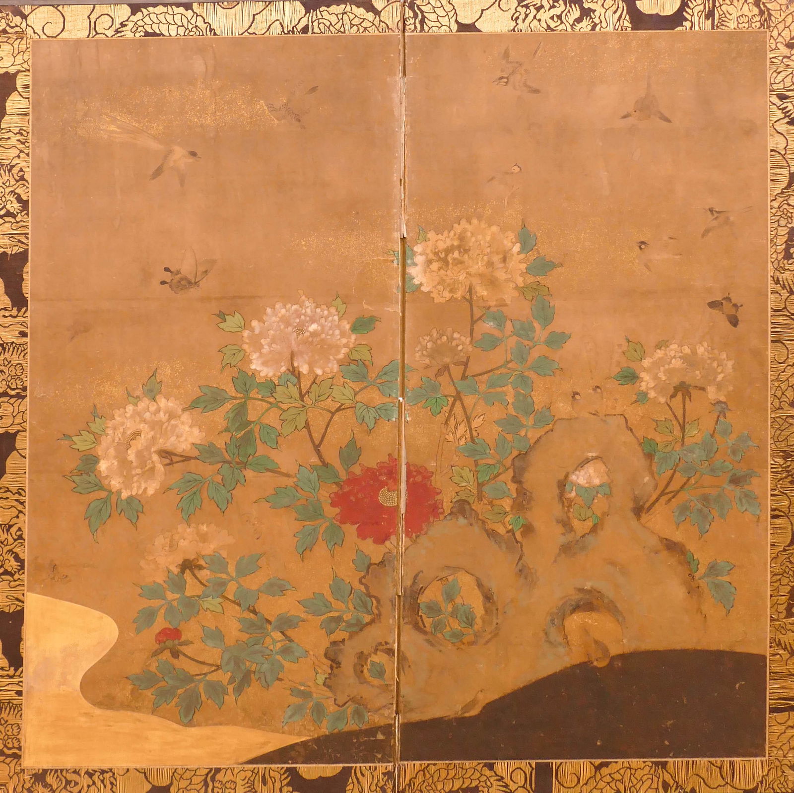 Japanese Edo Chrysanthemum 2-Panel Painted Screen (1 of 4)