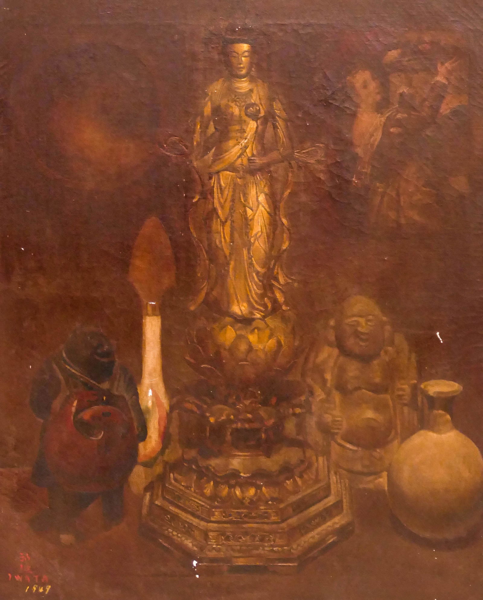 Eikichi Iwata Attr. ''Guanyin Still Life'' 1948 Oil (1 of 2)