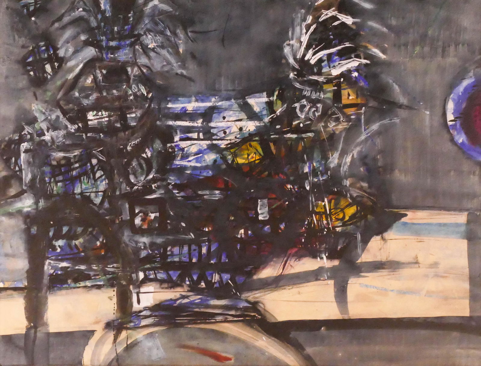 Robin Philipson ''Cockfight'' 1963 Mixed Media (1 of 3)