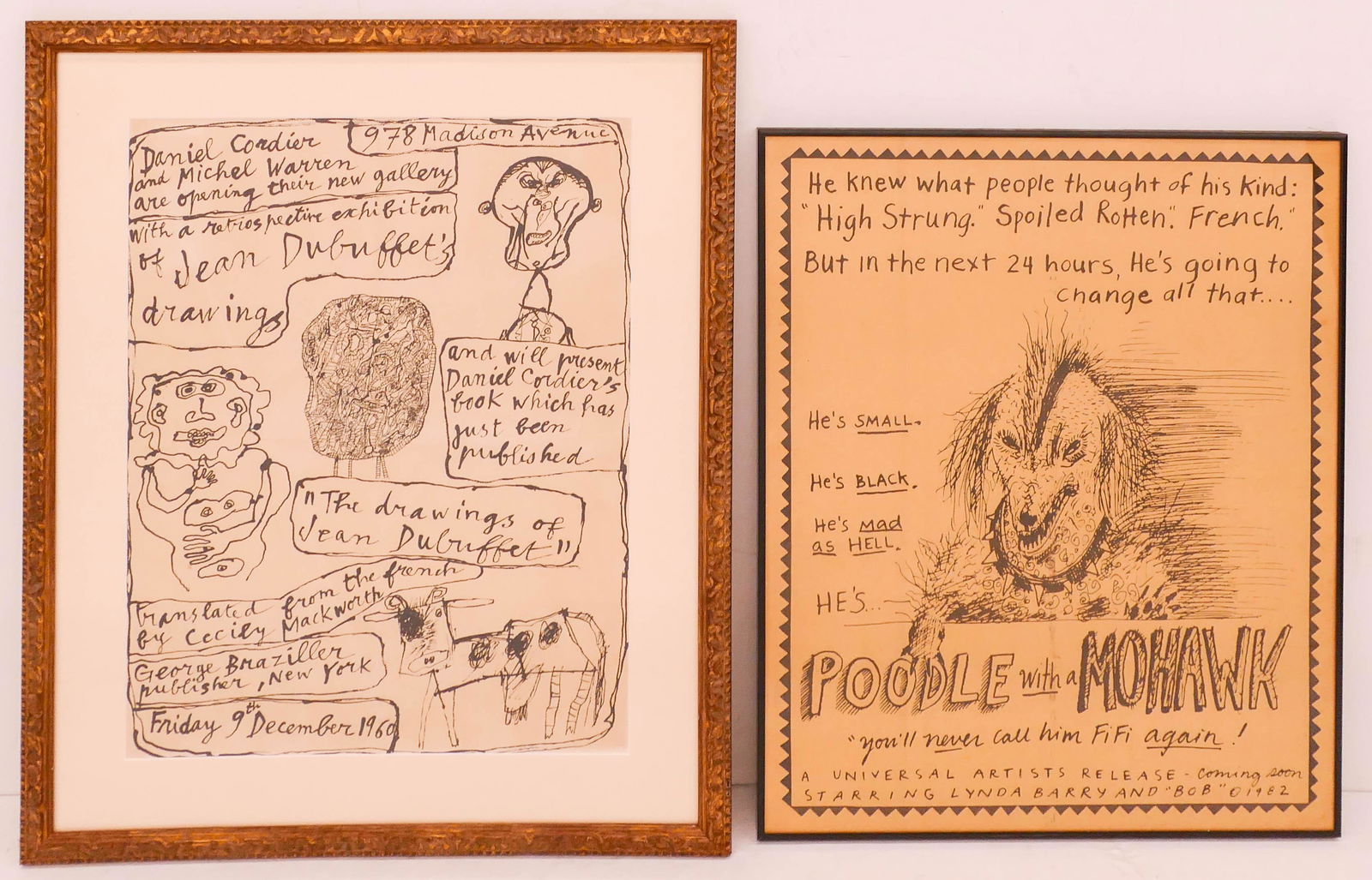 2pc Vintage Jean DuBuffet and Lynda Barry Posters (1 of 1)