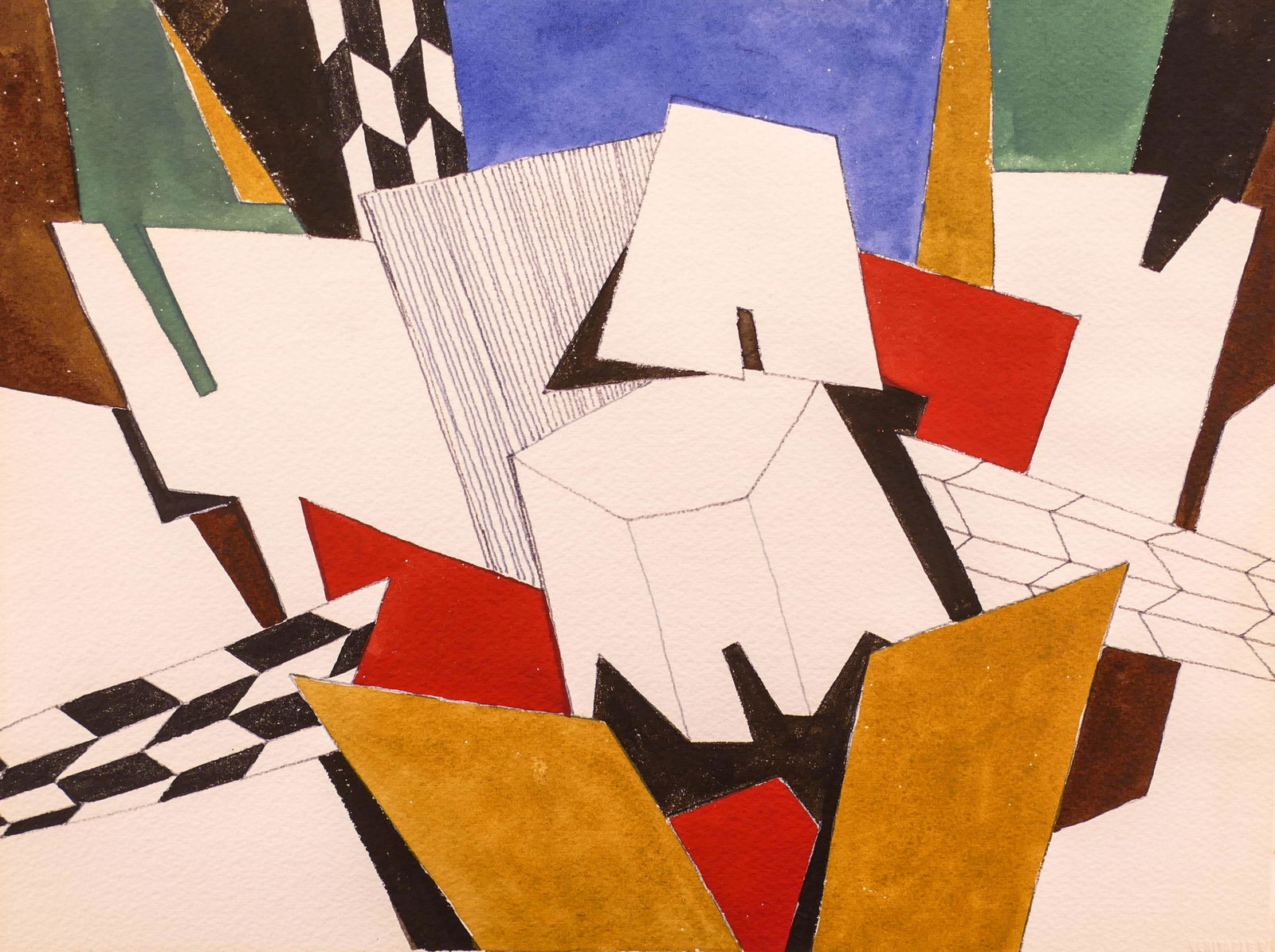 Jacob Lawrence ''Untitled'' (Abstraction) Mixed Media (1 of 6)