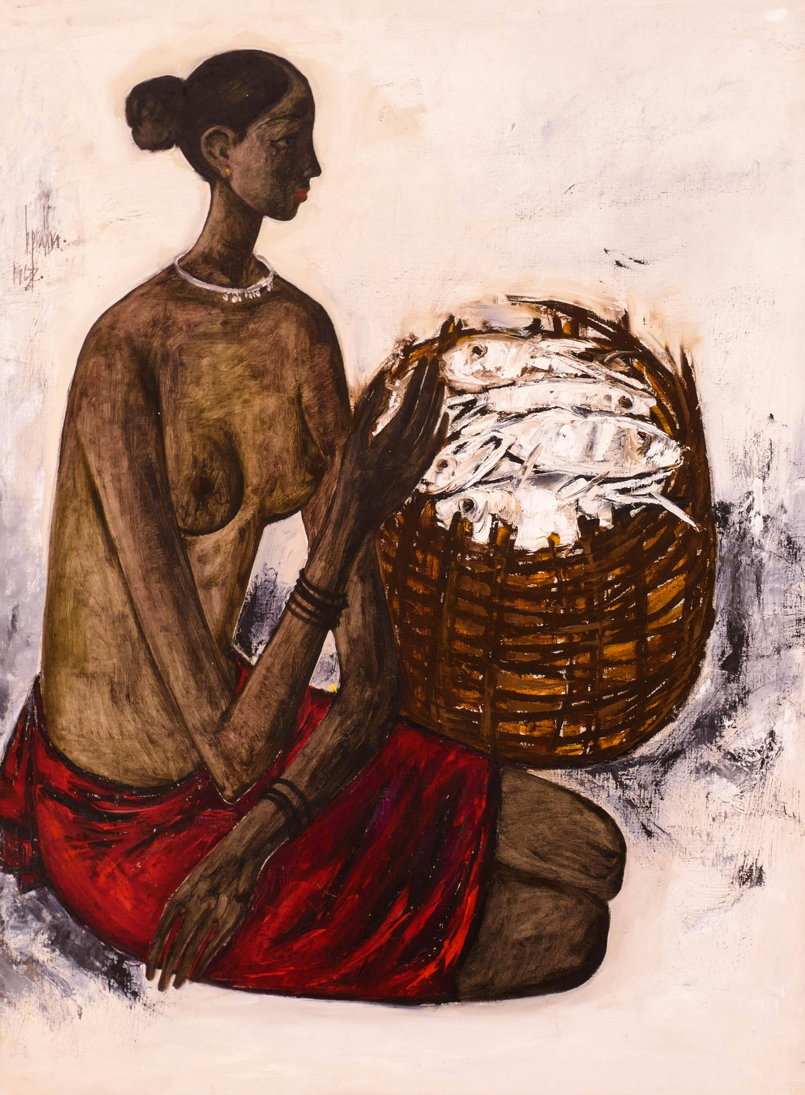 B. Prabha ''Fish Basket'' 1967 Oil (1 of 4)