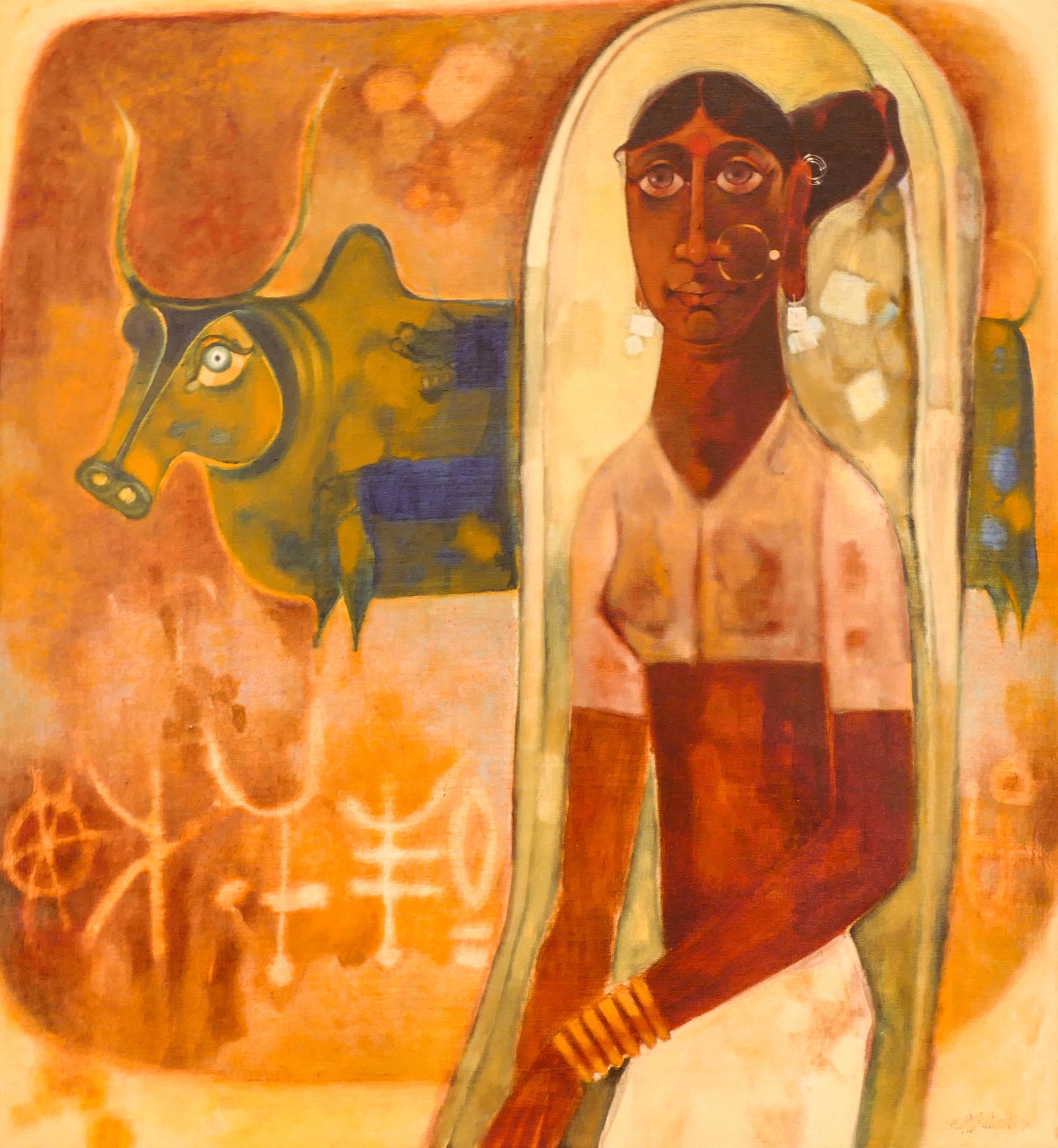J. Sultan Ali ''Tribal Maiden'' 1969 Oil (1 of 6)