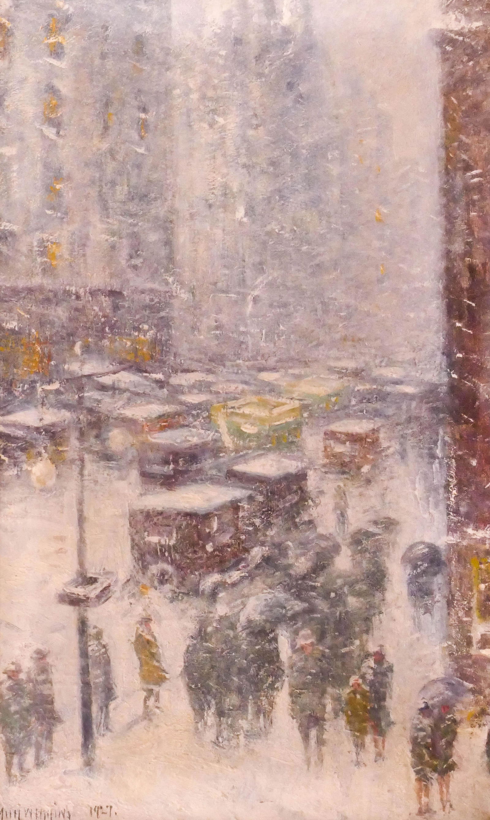 Guy Wiggins ''West 57th St, Winter'' 1927 Oil (1 of 5)