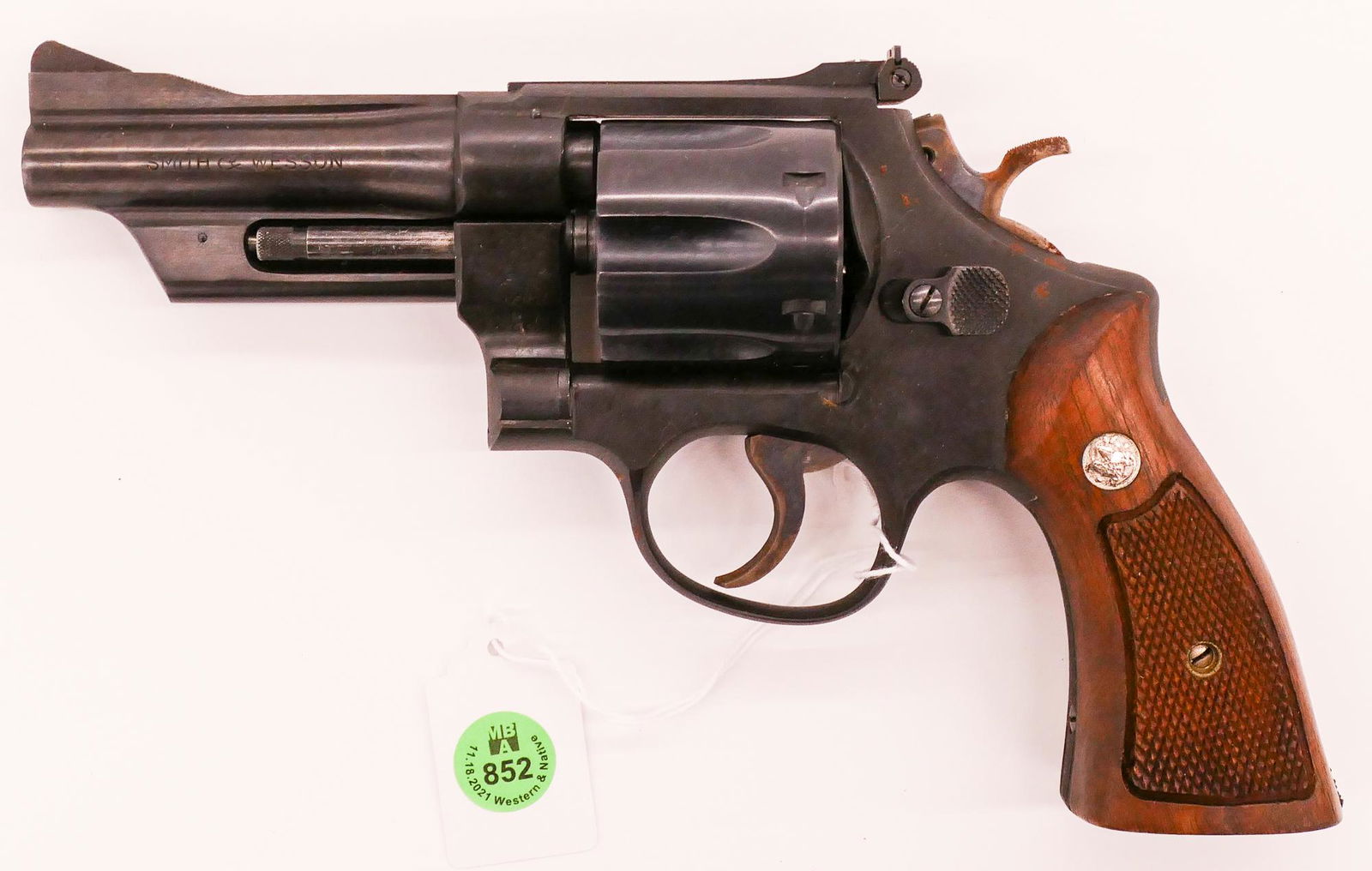 Smith & Wesson 357 Highway Patrolman Revolver: Smith & Wesson Model 28 357 Highway Patrolman Revolver, Serial #S305207. 4'' barrel. Some slight rusting on hammer and frame. Appears to be unfired. Original box with matching serial number and receip