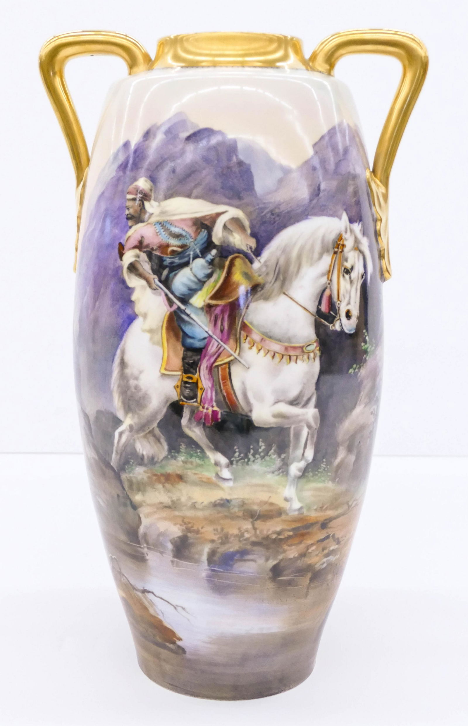 Austrian Orientalist Scene Porcelain Handled Vase (1 of 4)