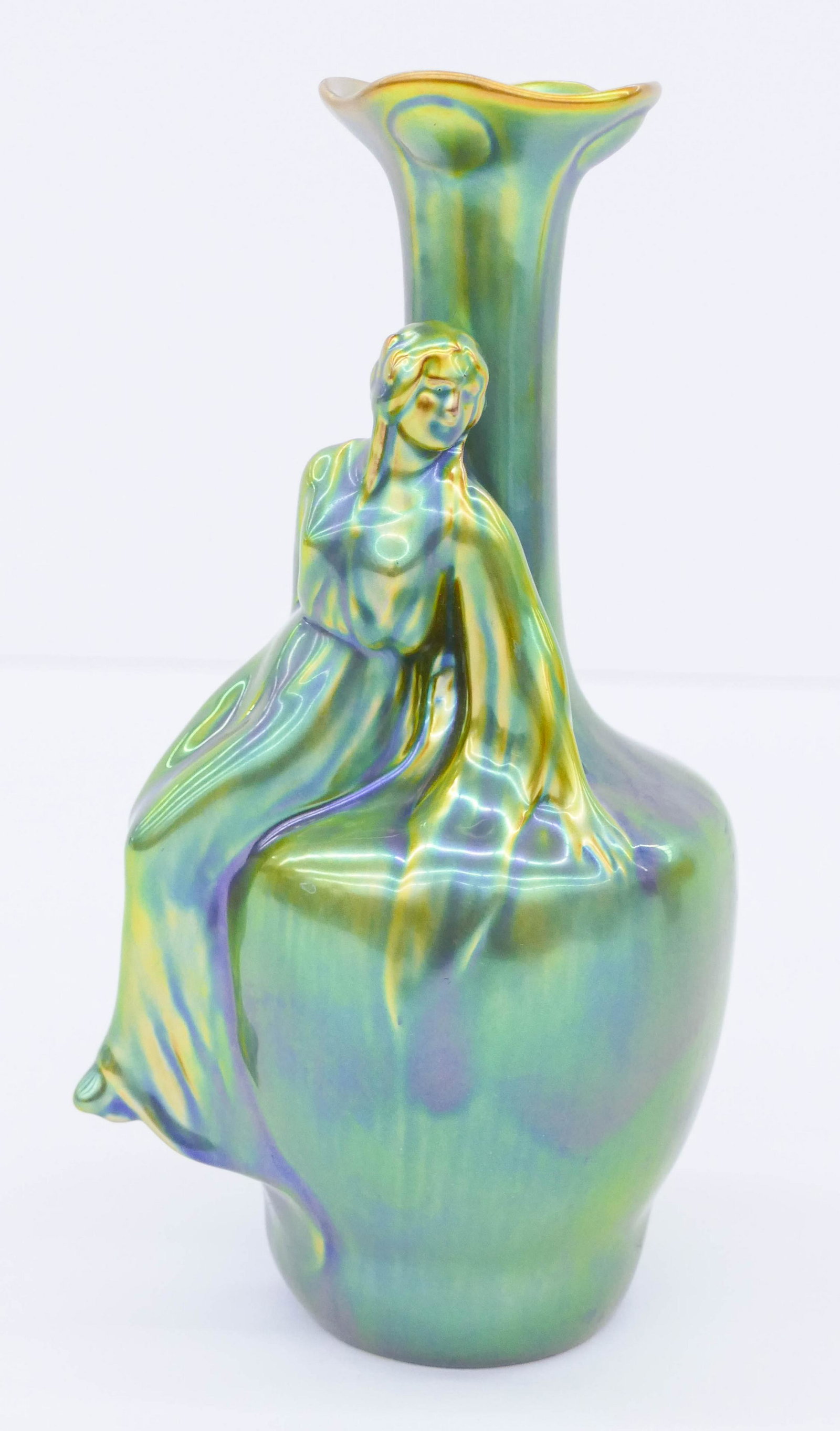 Zsolnay Eosin Glaze Figural Woman Vase (1 of 1)