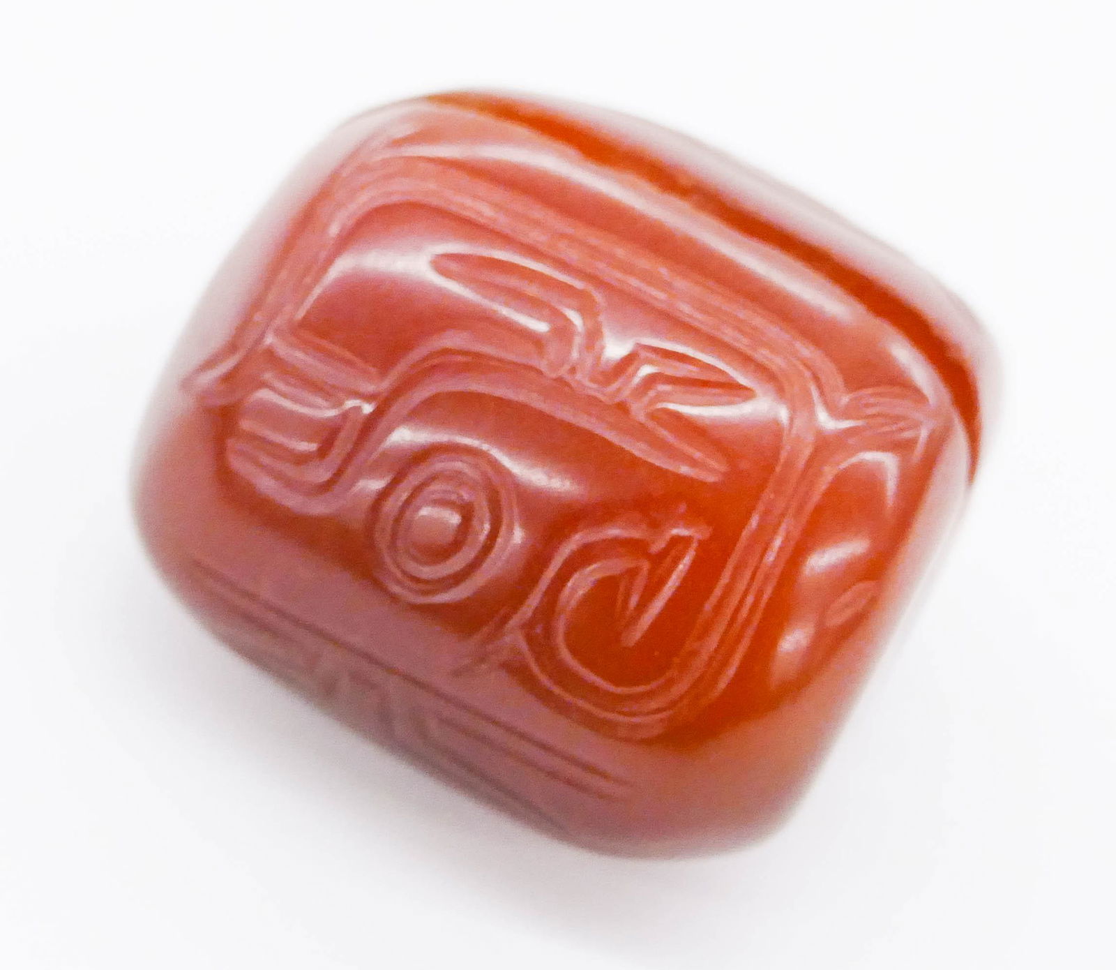 Chinese Qing Red Jade Split Bead or Toggle (1 of 5)