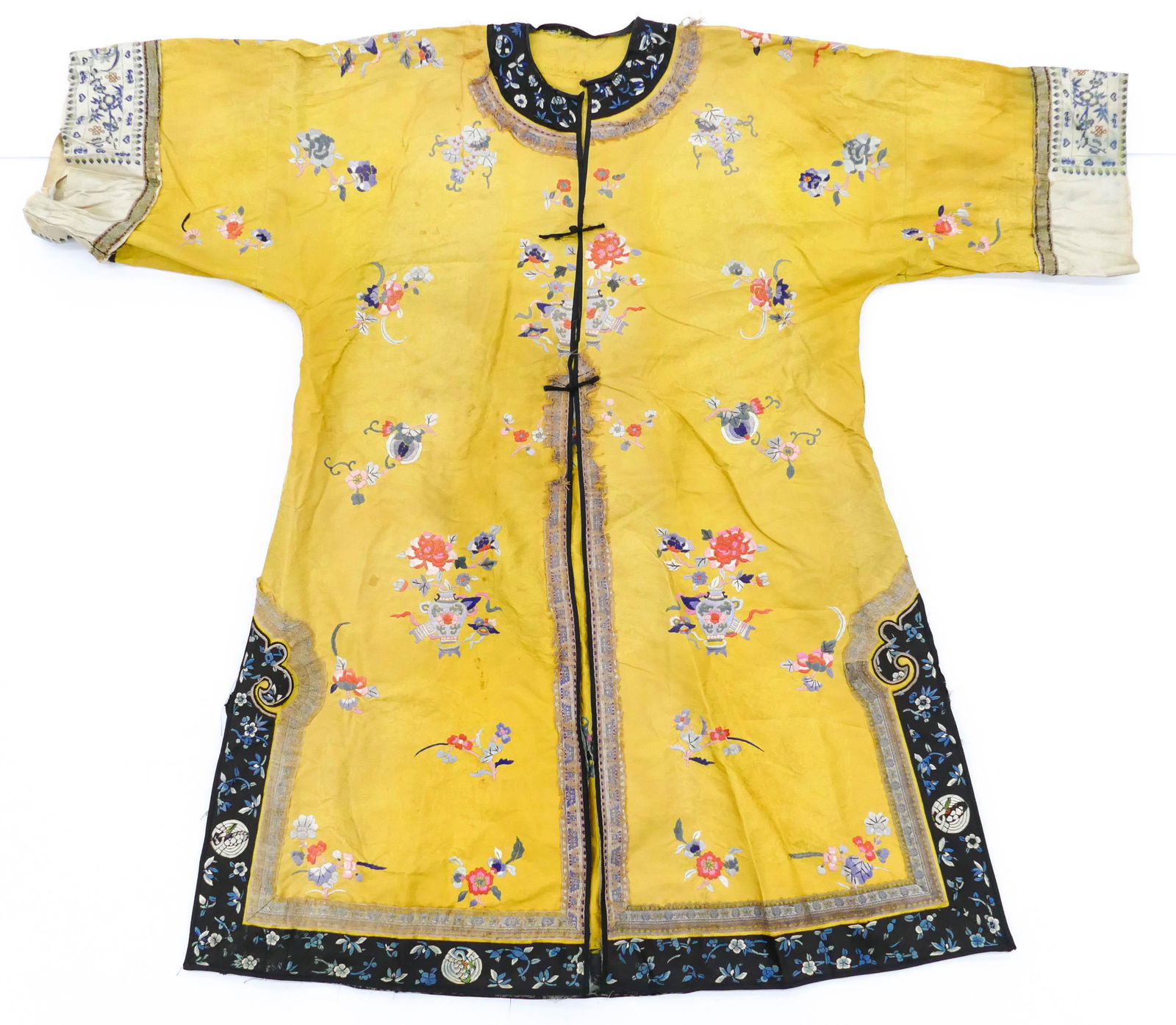 Chinese Qing Yellow Silk Embroidered Robe (1 of 4)