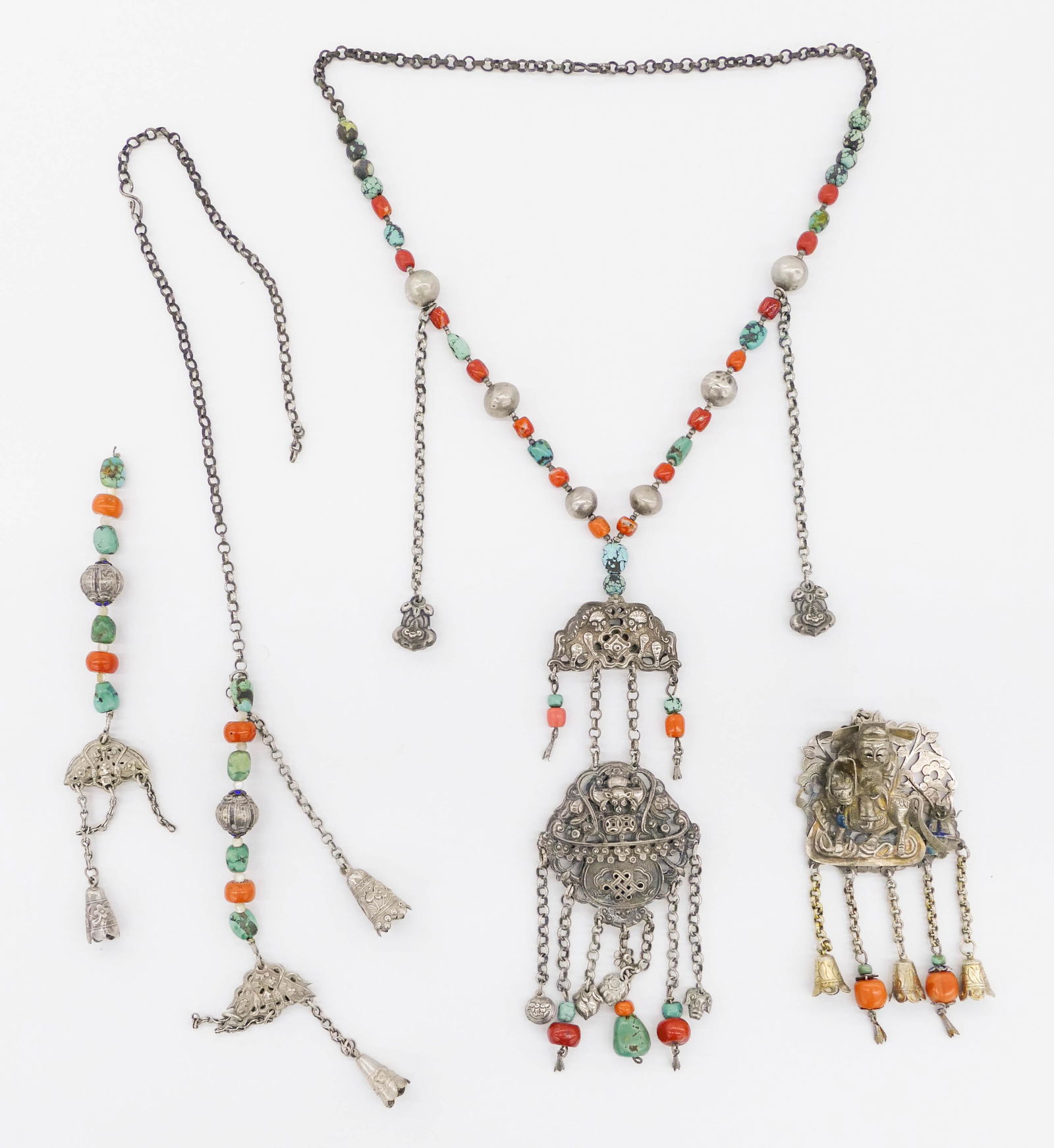 2pc Chinese Qing Silver Toggle Necklaces (1 of 3)