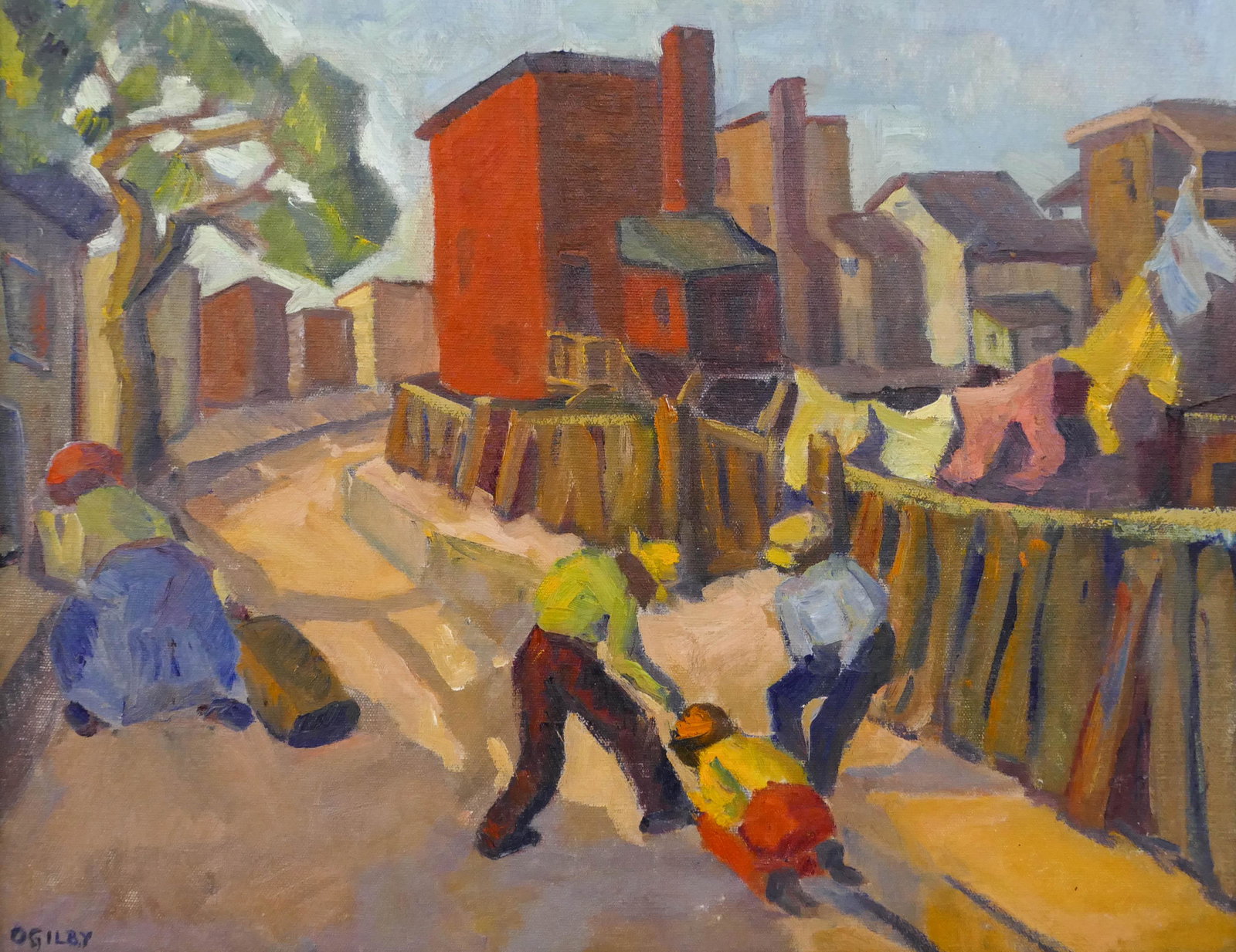 Elizabeth Ogilby ''African American Street Scene'' Oil (1 of 3)