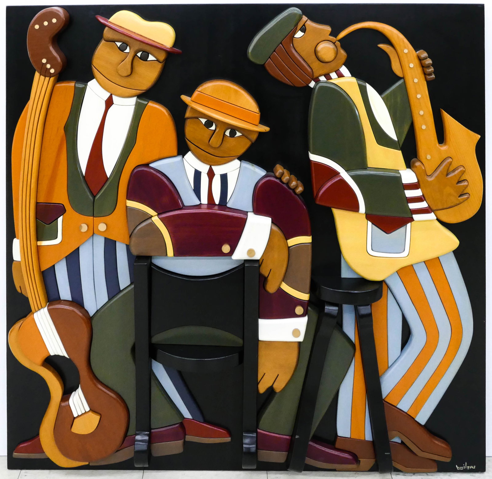 Alan Boileau ''Jazz Trio'' Wood Wall Sculpture (1 of 2)