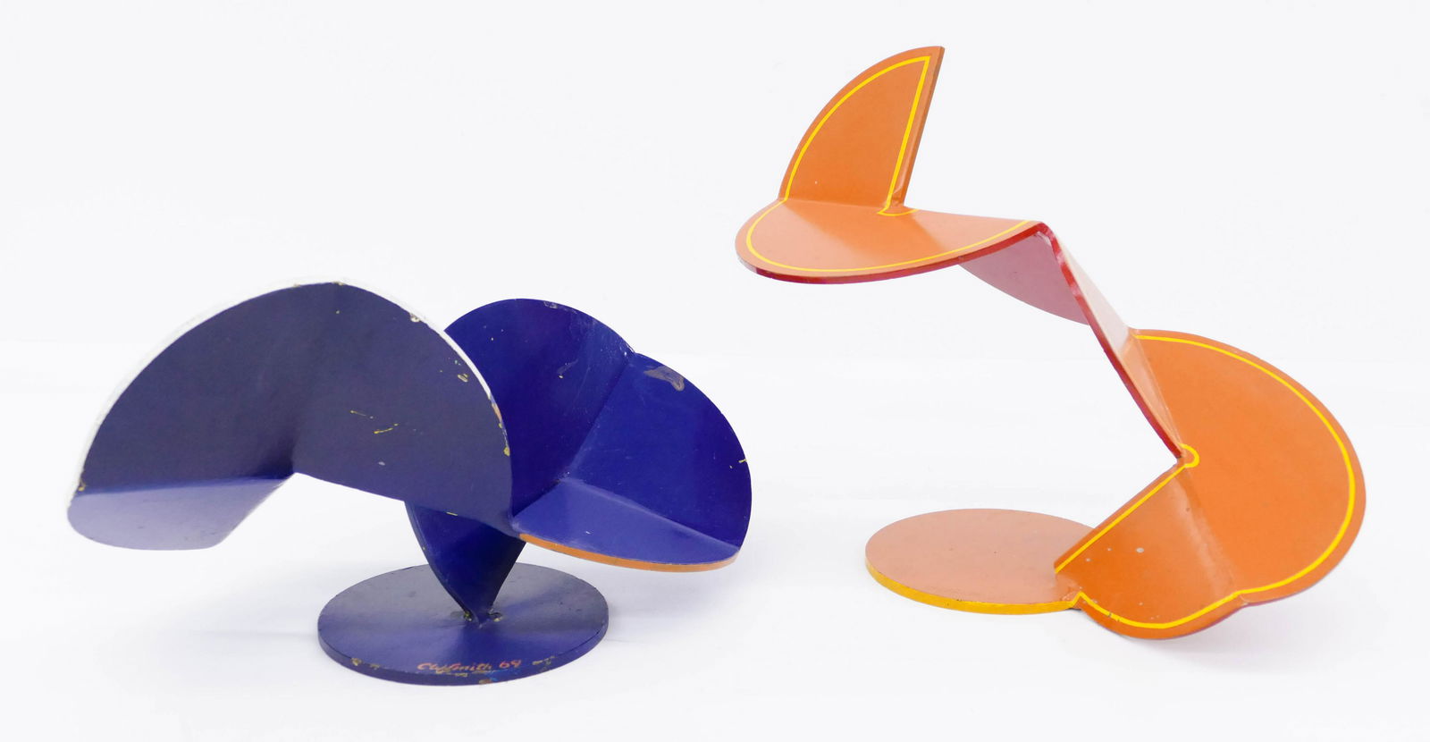 2pc Charles Smith ''Folding Circles'' 1969 Sculpture (1 of 2)