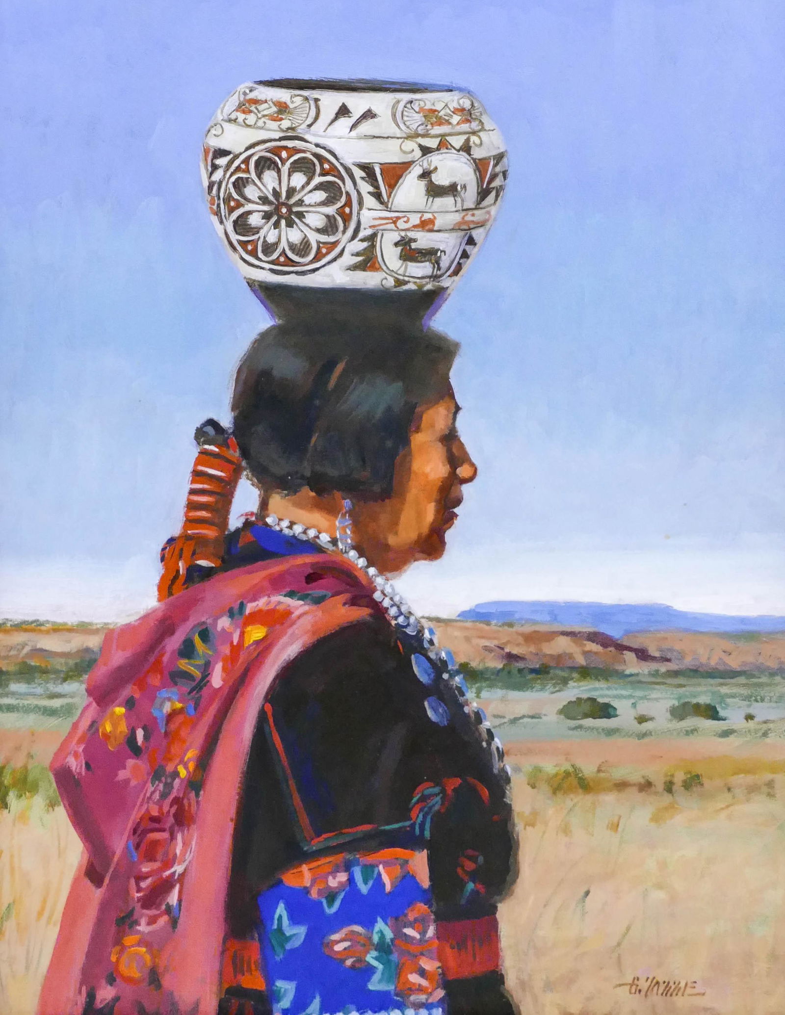 Gary Yazzie ''Zuni Olla Maiden'' Oil on Masonite (1 of 2)