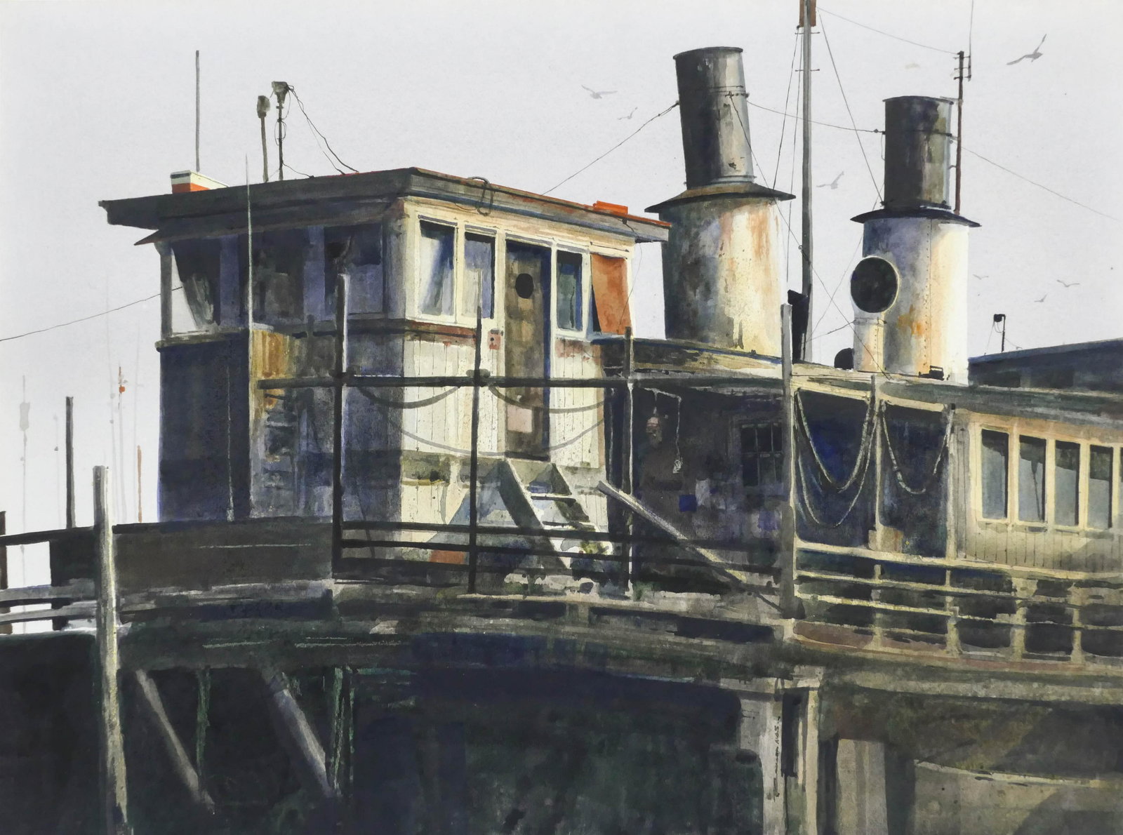 Ritchie Benson ''Fish House'' Watercolor on Board (1 of 2)