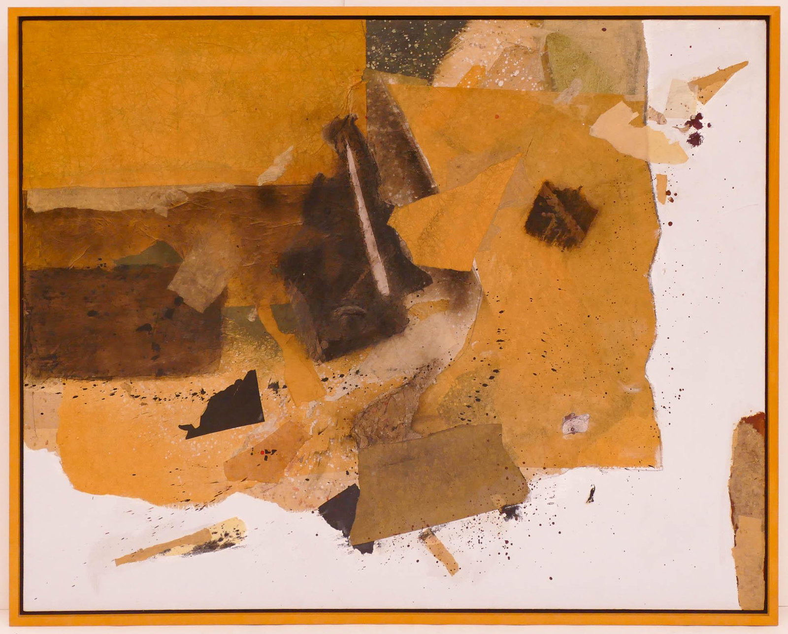 James Waterman ''Awakening Space'' 1971 Collage: James Waterman (20th Cent. Washington) ''Awakening Space'' 1971 Acrylic and Collage on Canvas 48''x60'' Image. Signed on verso with Foster/White Gallery, Seattle label. Framed 50''x62''. Excellent con