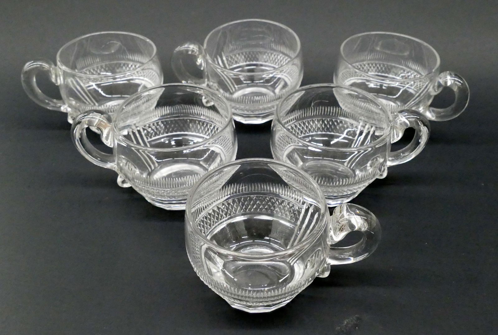 6pc Set Georgian Panel Cut Crystal Punch Cups, c.1820 (1 of 2)