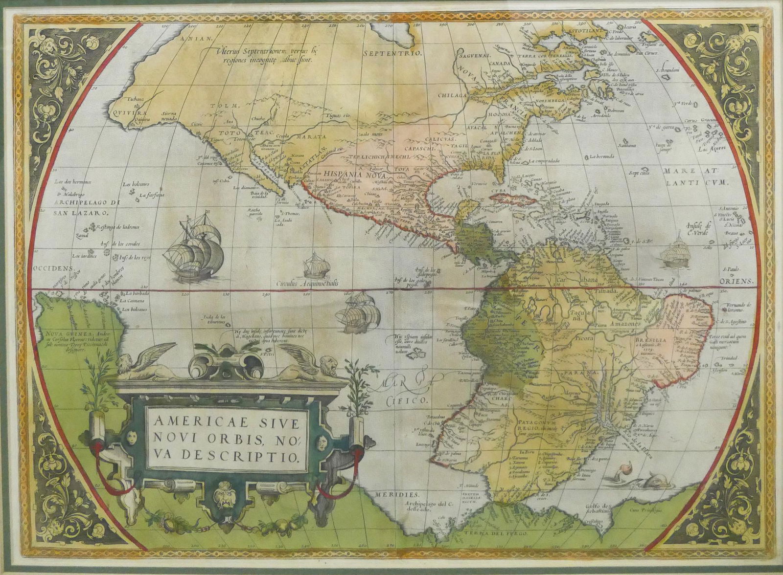 Ortelius 16th Cent. ''Americae Siv Novi Orbis' Map (1 of 3)