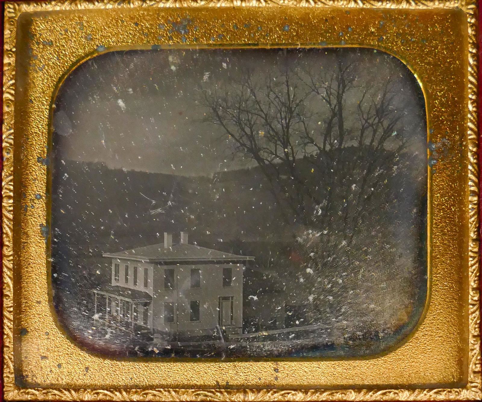 Sixth Plate Daguerreotype of Landscape with Large House (1 of 3)