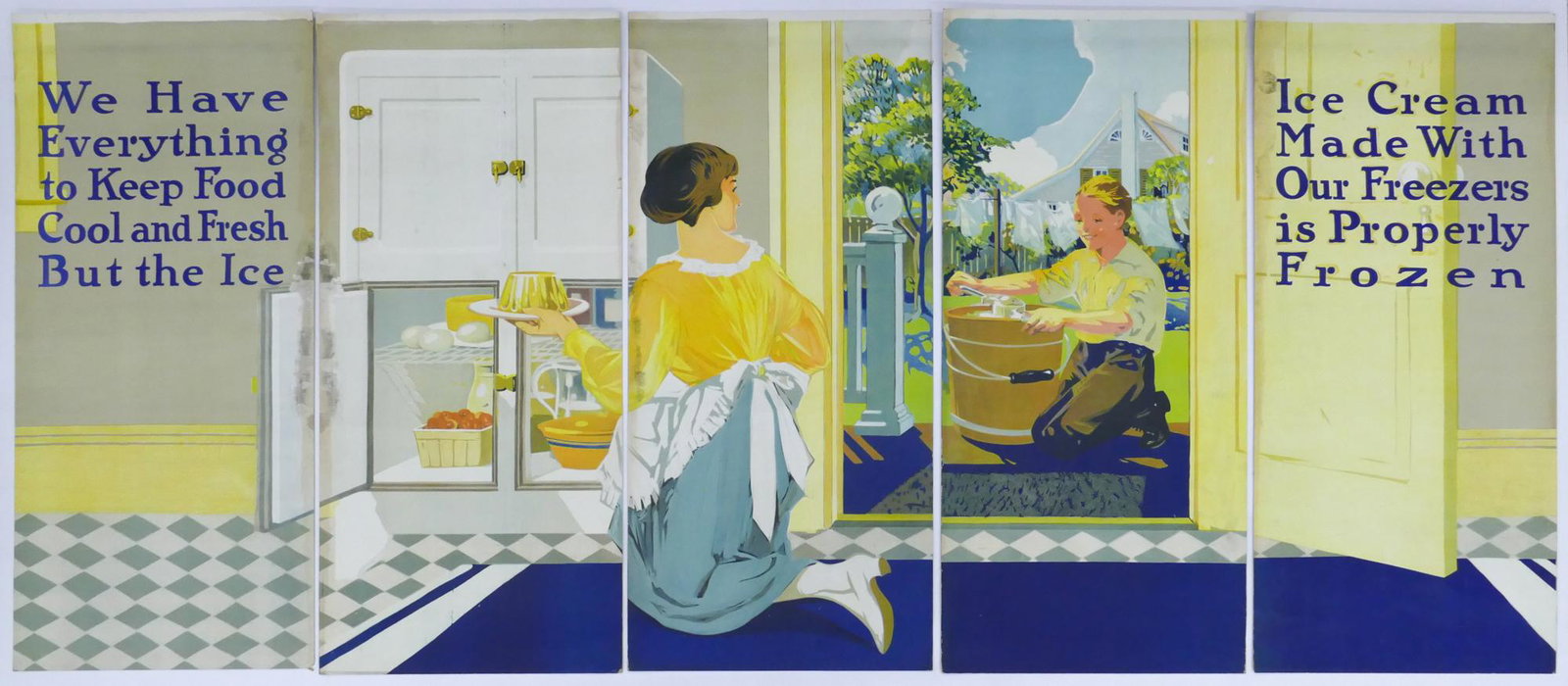 1920's Winchester 5 Panel Advertising Sign- Ice Cream (1 of 2)