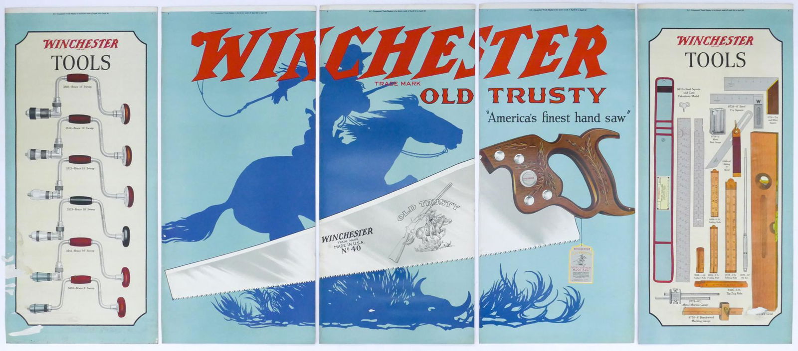 1920's Winchester 5 Panel Advertising Double Sided Sign- Tools/Paint (1 of 4)