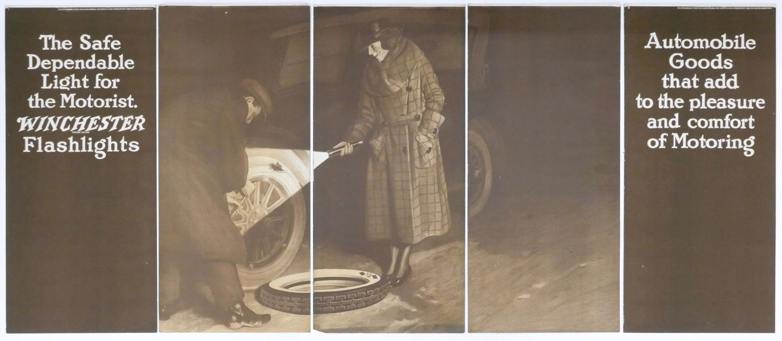 1920's Winchester 5 Panel Advertising Double Sided Sign- Flashlight/Poultry Supplies (1 of 2)